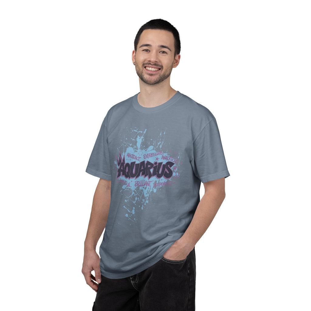 Aquarius Zodiac Textured T-Shirt — Water-Bearer Horoscope Tee
