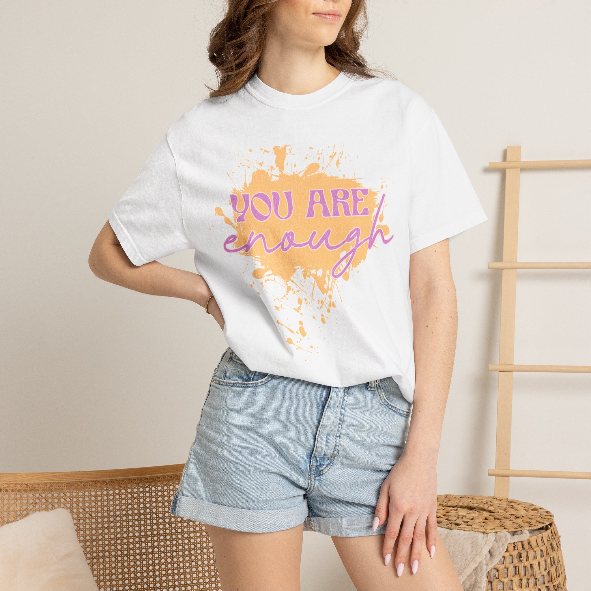 You Are Enough Textured T‑Shirt — Inspirational Positive Message Tee