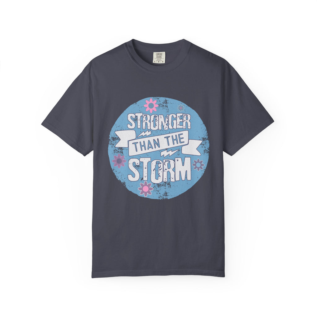 Textured  Stronger Than The Storm T-Shirt — Inspirational Resilience Graphic Tee