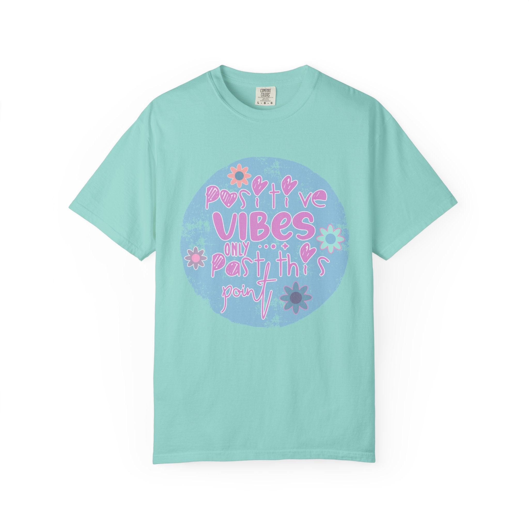 Textured Positive Vibes T-Shirt — Retro Floral ‘Positive Vibes Only’ Graphic Tee
