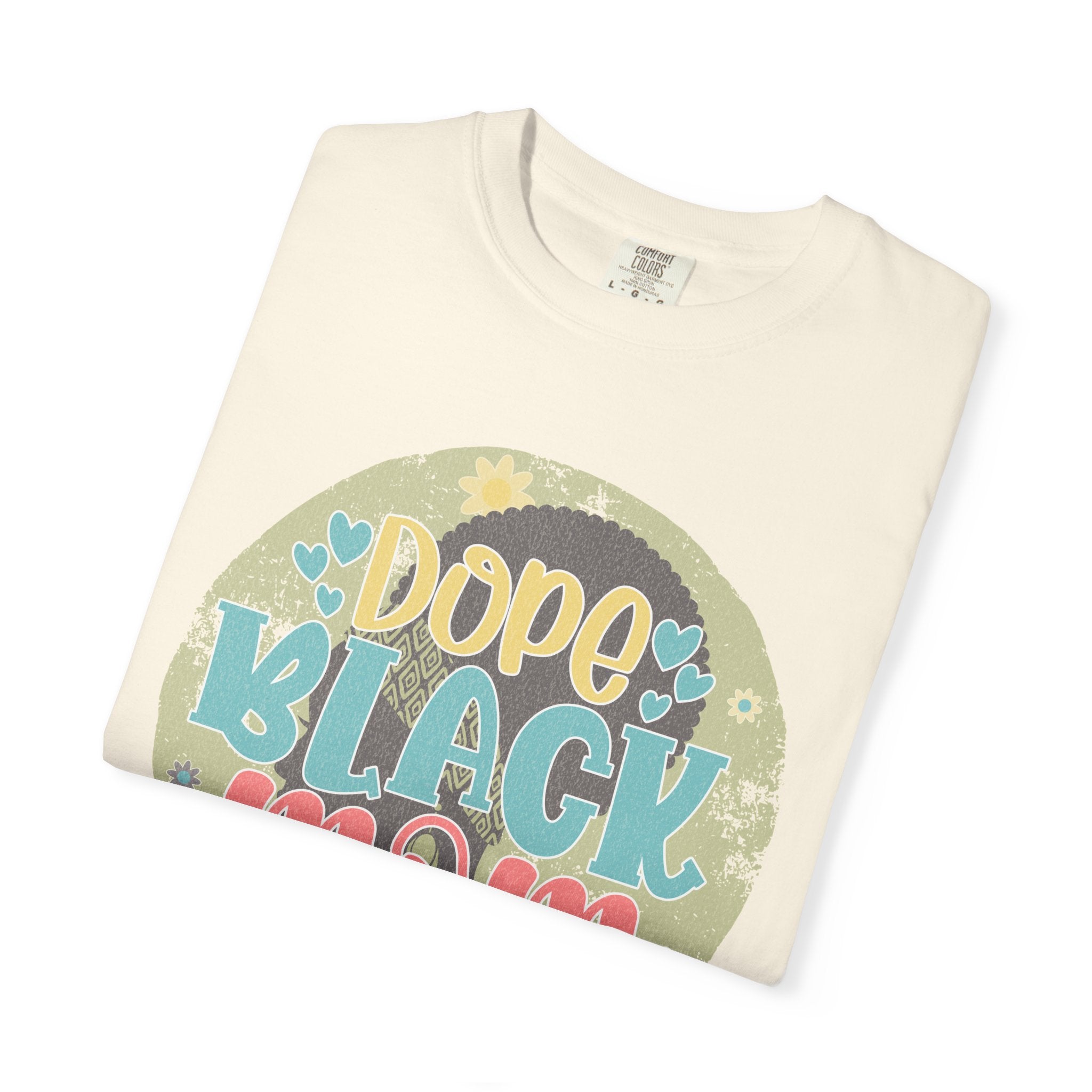 Dope Black Mom Textured T-Shirt — Floral Retro Graphic Tee for Moms