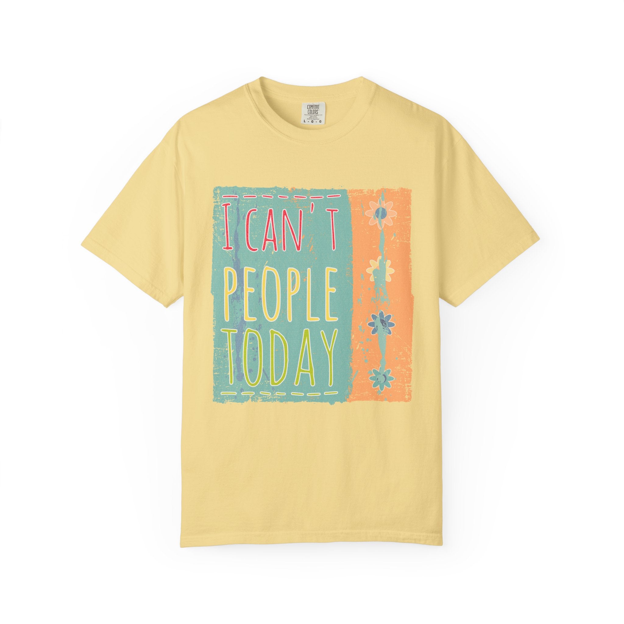 Textured I Can't People Today T-Shirt — Funny Introvert Graphic Tee