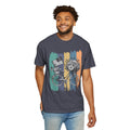 Textured Vintage Bicycle T-Shirt — Floral Basket & American Flag Graphic