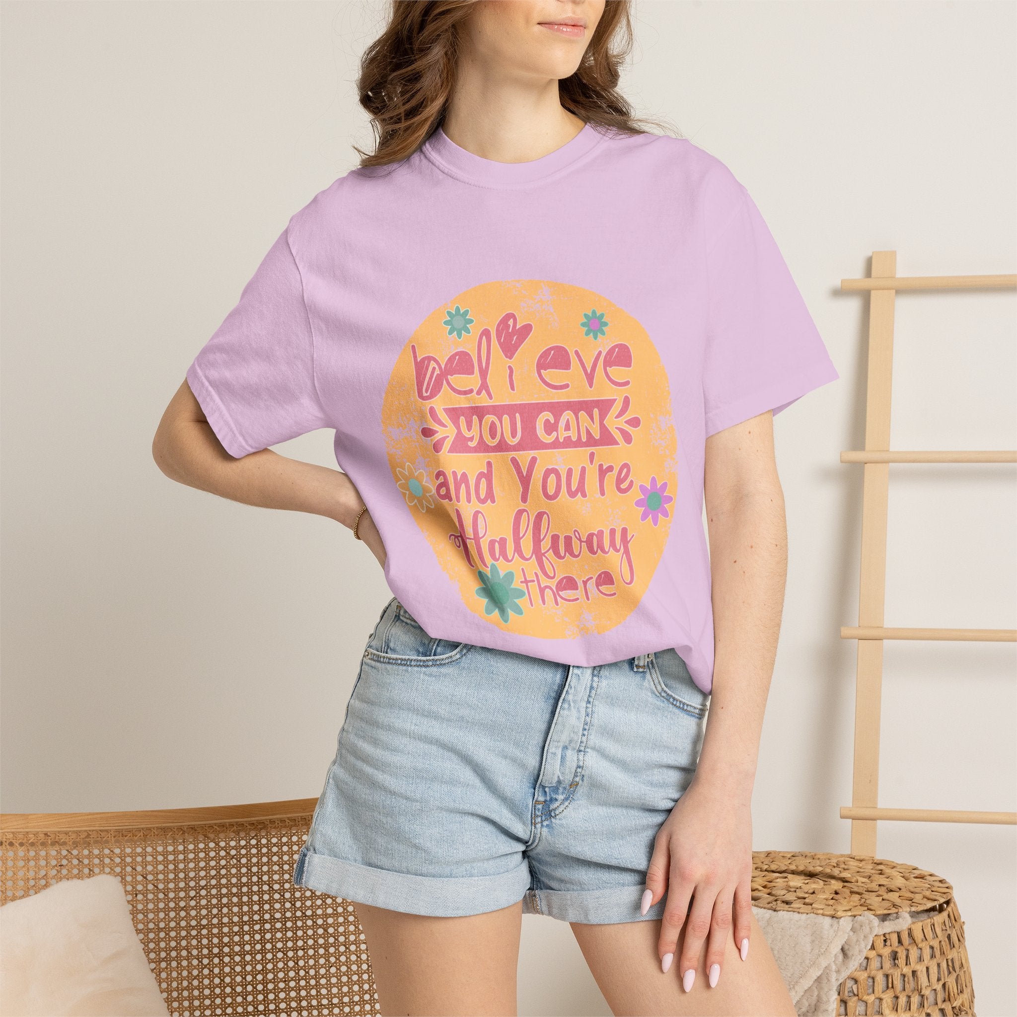 Textured Believe You Can Tee — "Believe You Can and You're Halfway There" Inspirational T‑Shirt
