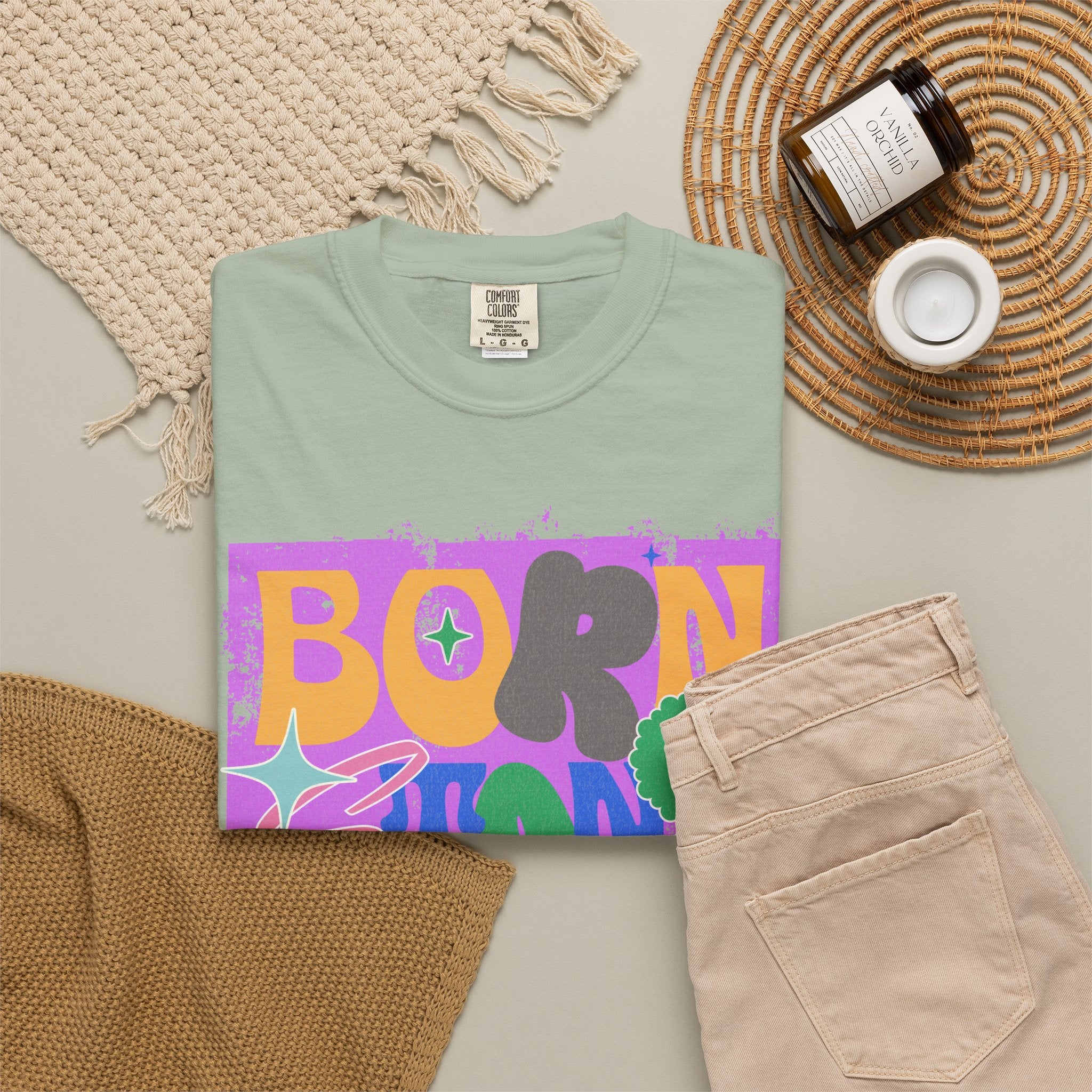 Born to Stand Out Graphic Textured T-Shirt