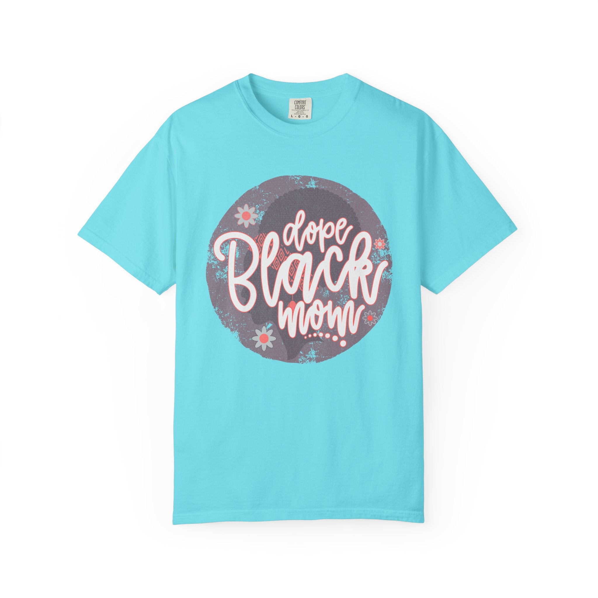 Dope Black Mom Textured T-Shirt — Floral Retro Circle Graphic for Proud Moms