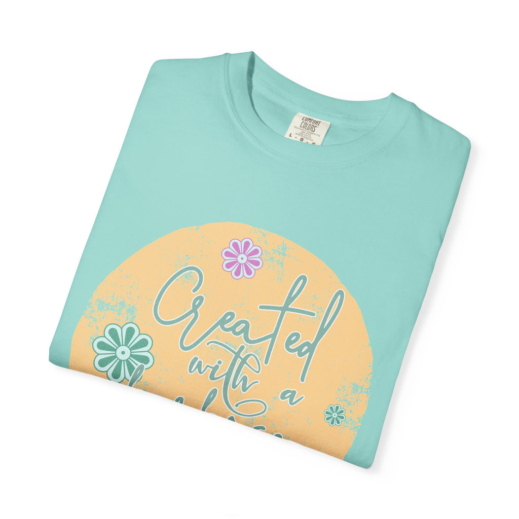 Created with a Purpose T-shirt |Textured Floral Handlettering Circle Design