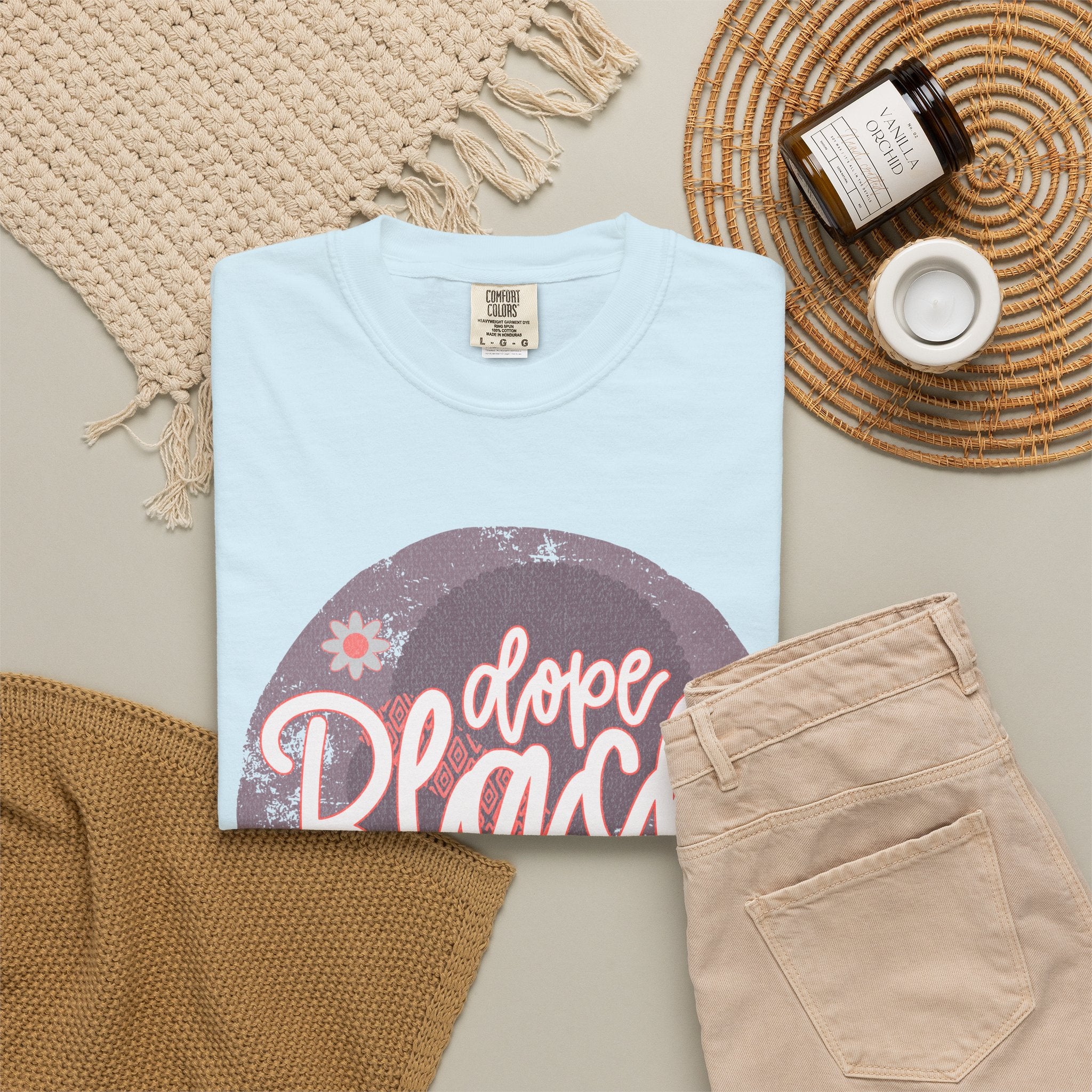 Dope Black Mom Textured T-Shirt — Floral Retro Circle Graphic for Proud Moms