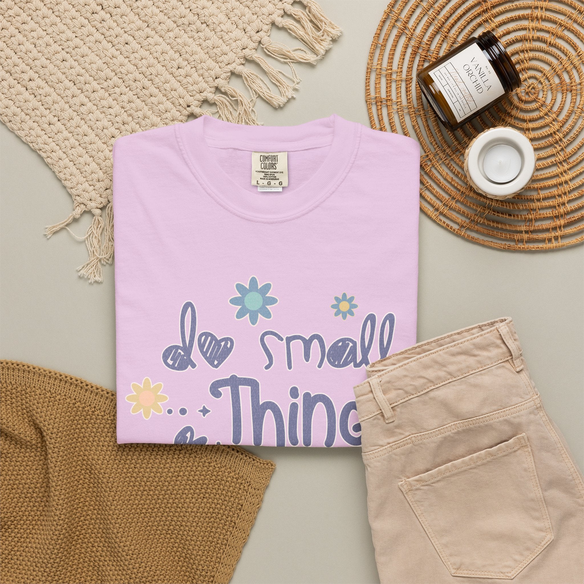 Textured T-Shirt — "Do Small Things with Great Love" Floral Graphic Tee