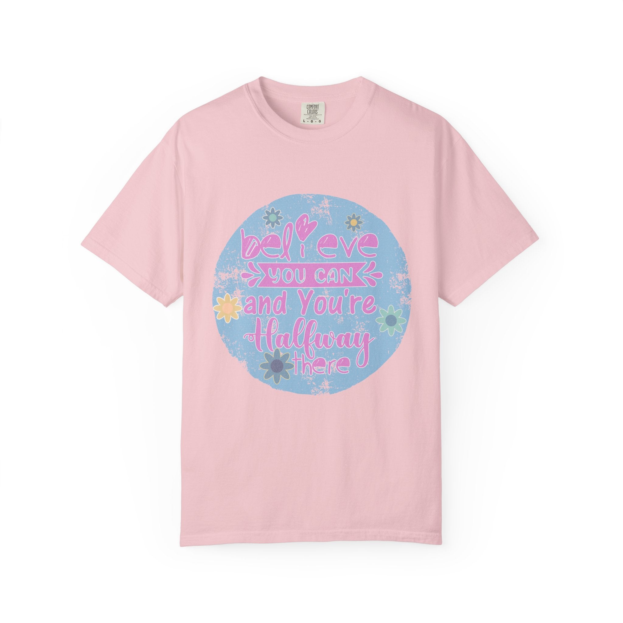 Textured Believe You Can Floral Graphic T-Shirt — Inspirational Motivational Tee
