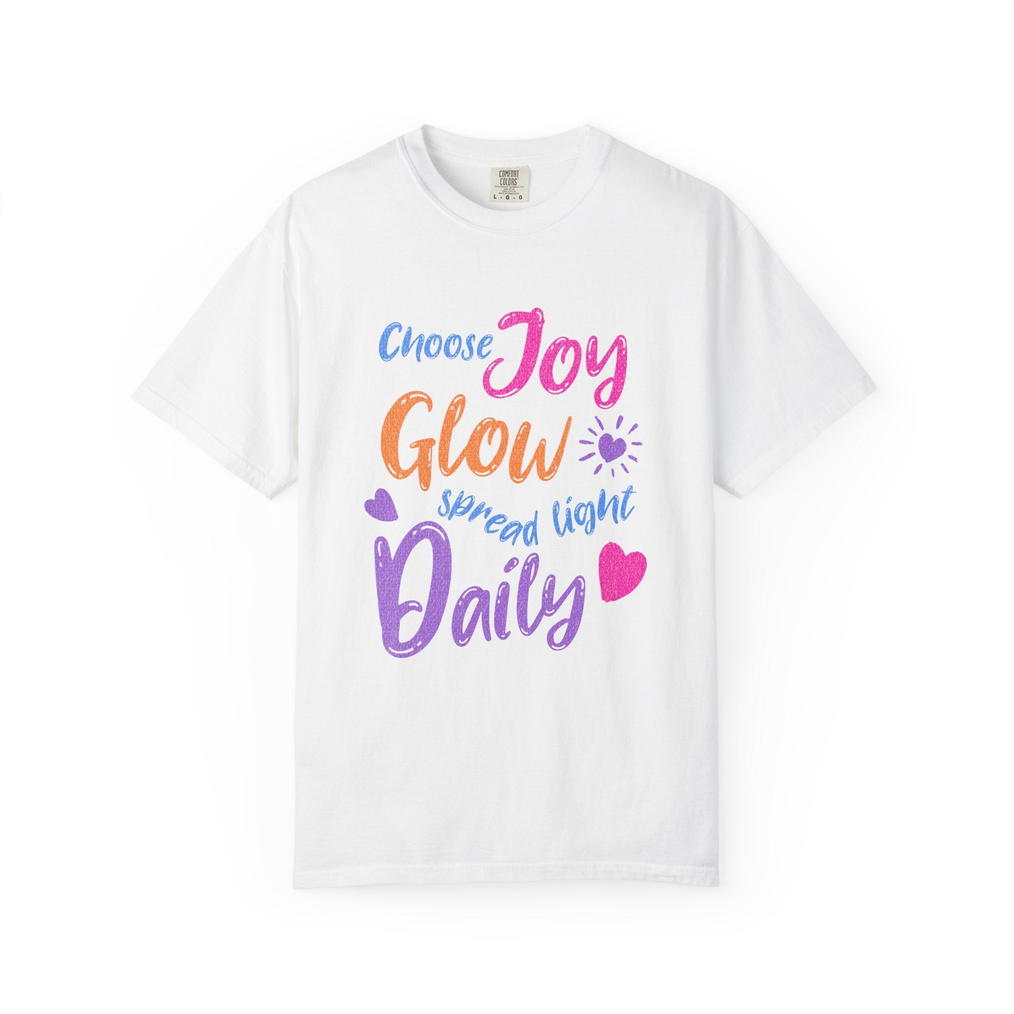 Textured Choose Joy Glow Spread Light Daily T-Shirt — Inspirational Positive Message Tee