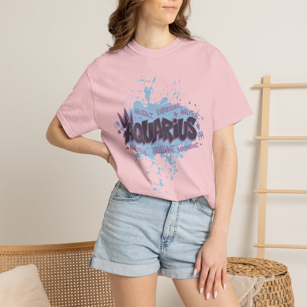Aquarius Zodiac Textured T-Shirt — Water-Bearer Horoscope Tee