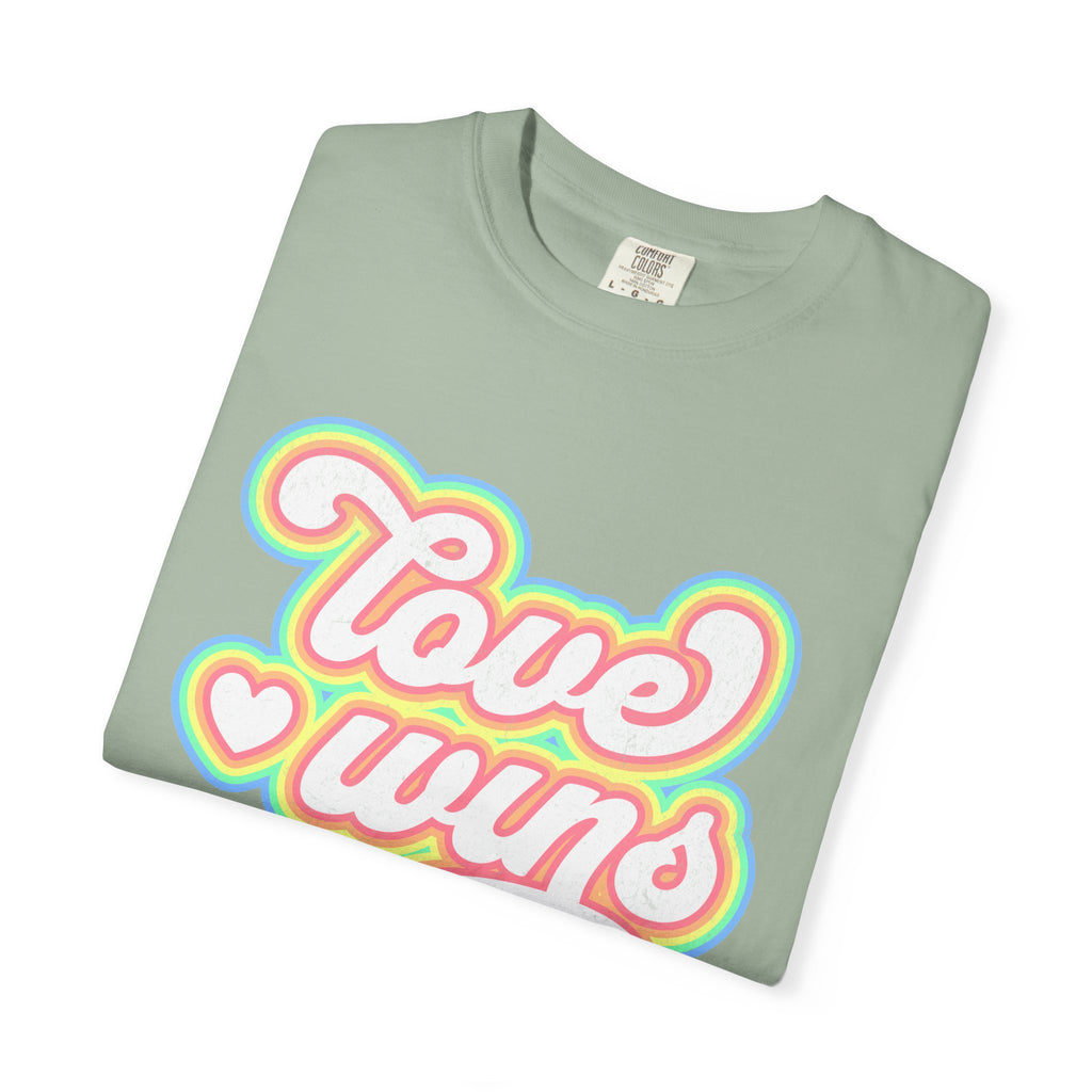 Textured Retro 'Love Wins' T-Shirt — Rainbow Script Pride Tee