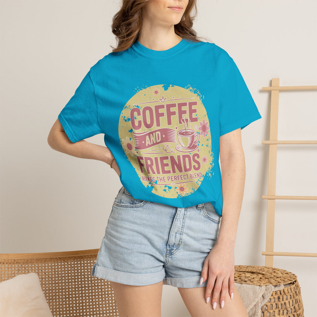 Coffee and Friends Textured T-Shirt — 'Makes the Perfect Blend' Casual Tee