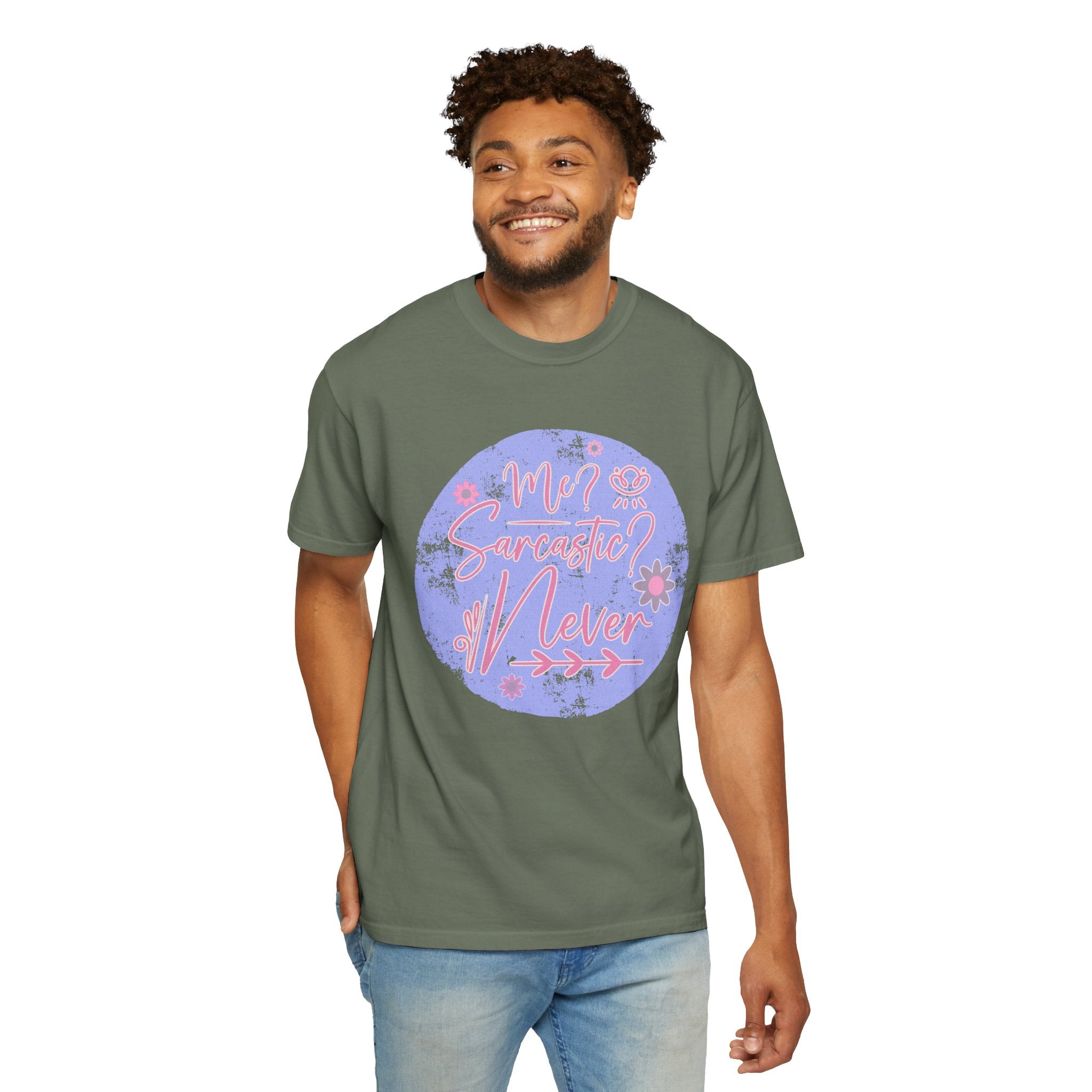 Me Sarcastic Textured Floral T‑Shirt — Retro Pastel Circle Graphic Tee