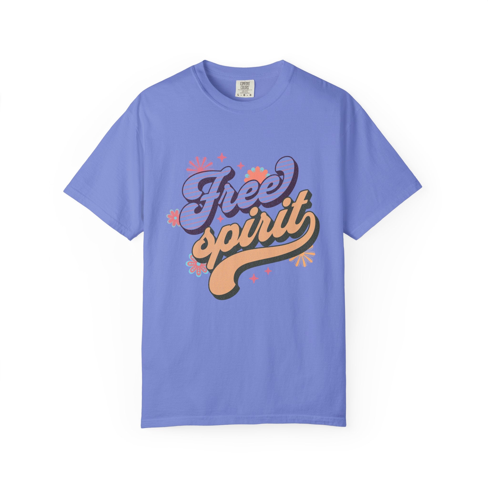 Textured Free Spirit T-Shirt — Retro Hand-Lettered Graphic Tee