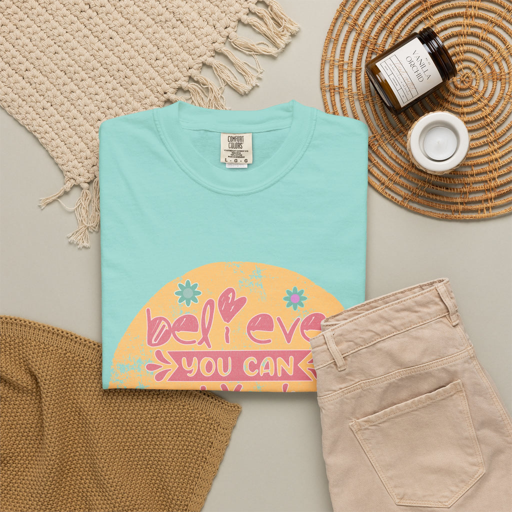 Textured Believe You Can Tee — "Believe You Can and You're Halfway There" Inspirational T‑Shirt