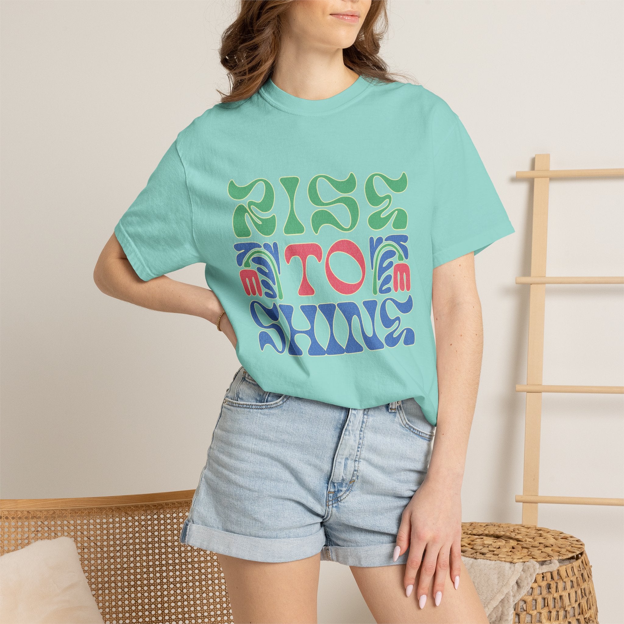 Groovy Textured T-Shirt — Rise to Shine Retro Graphic Tee