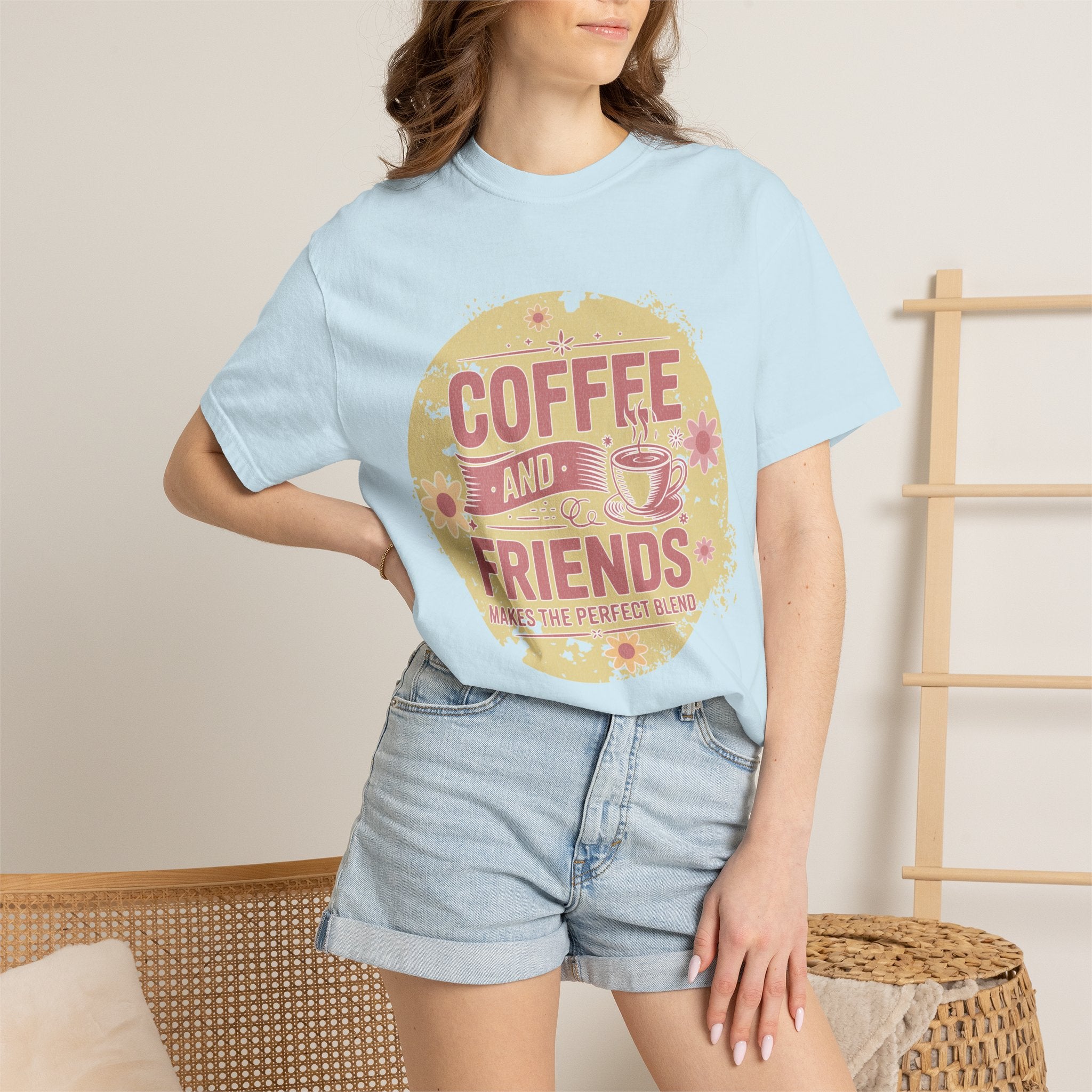 Coffee and Friends Textured T-Shirt — 'Makes the Perfect Blend' Casual Tee