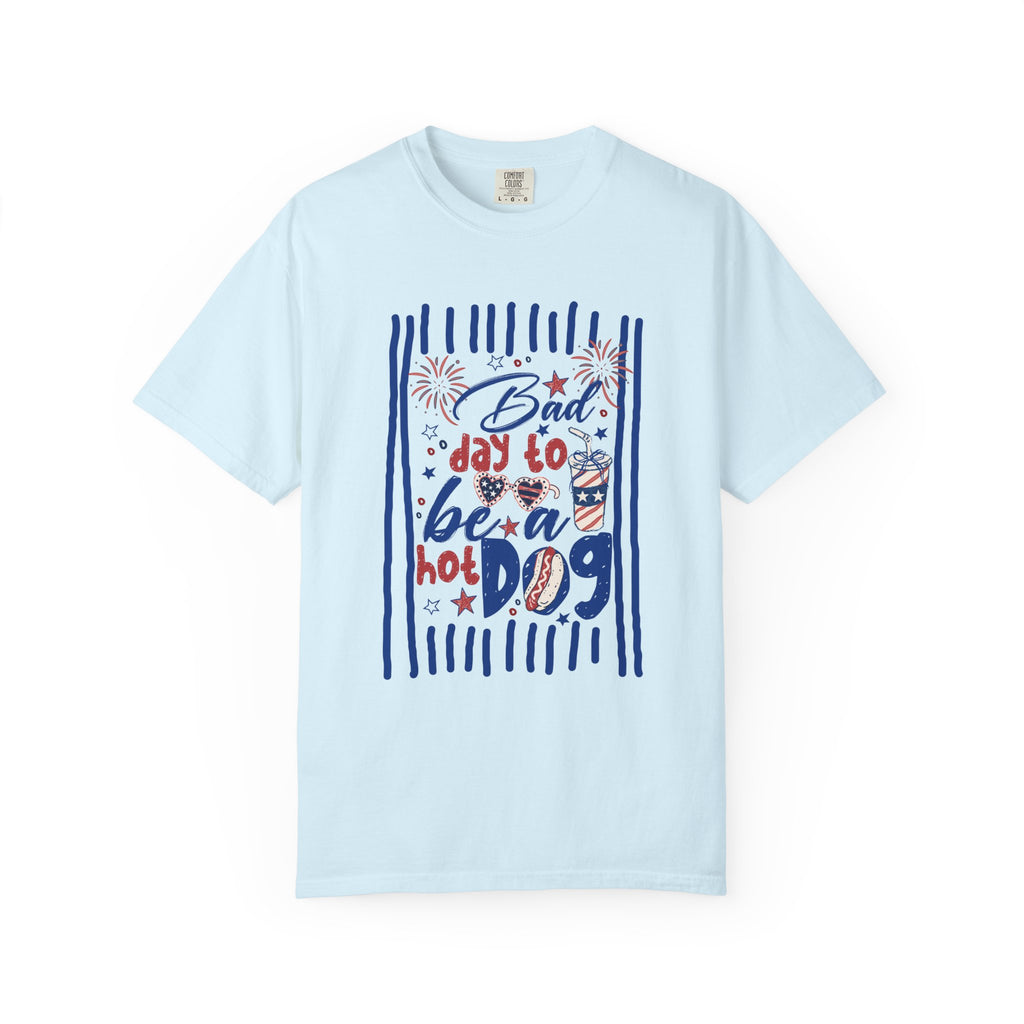 Hot Dog Patriotic Graphic T-Shirt — "Bad Day to Be a Hot Dog" 4th of July Tee