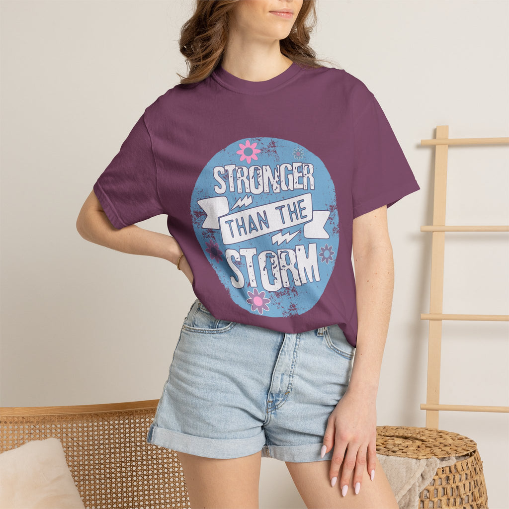 Textured  Stronger Than The Storm T-Shirt — Inspirational Resilience Graphic Tee