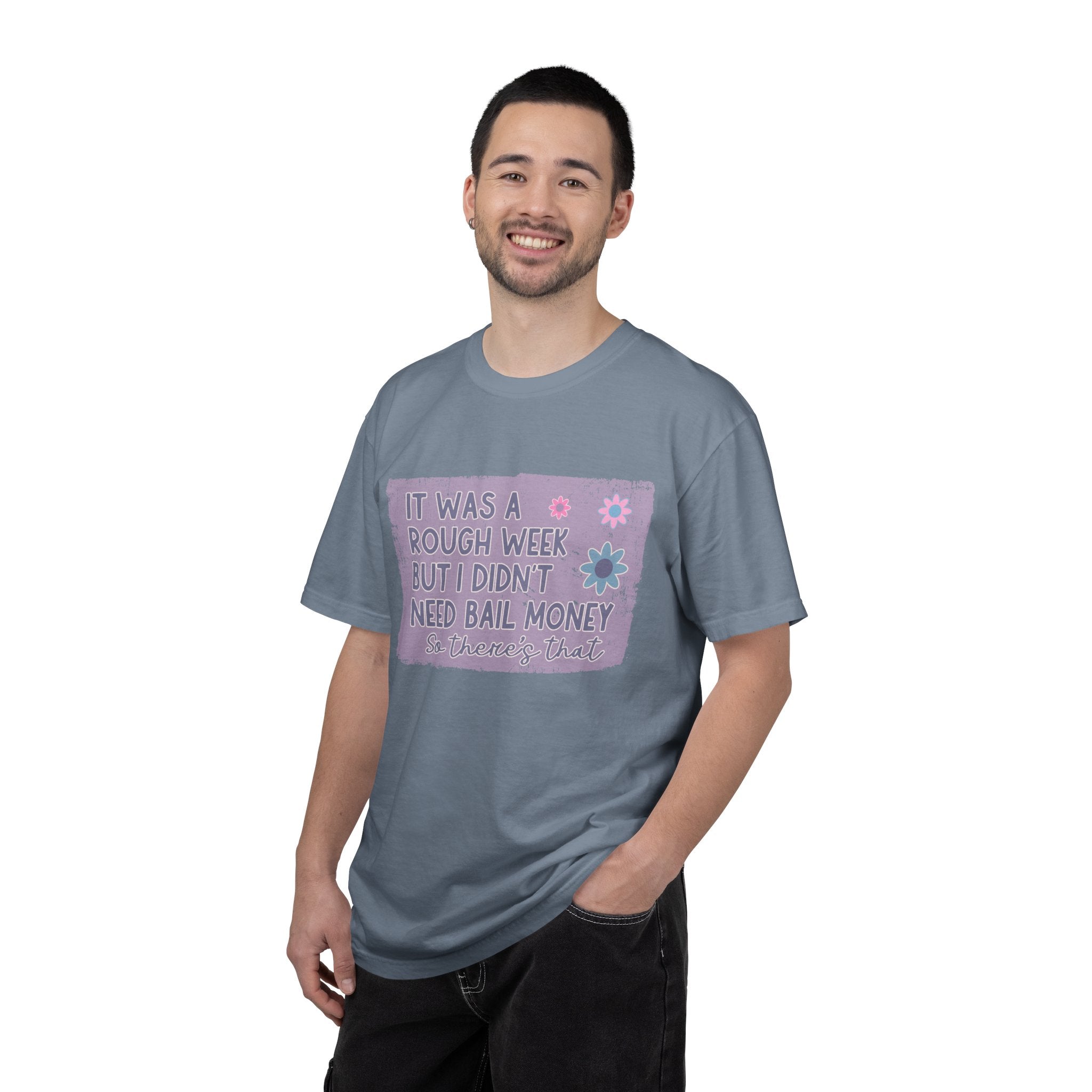 Textured Graphic T-Shirt — "Sarcastic Retro Rough Week Shirt  " Retro Floral Tee