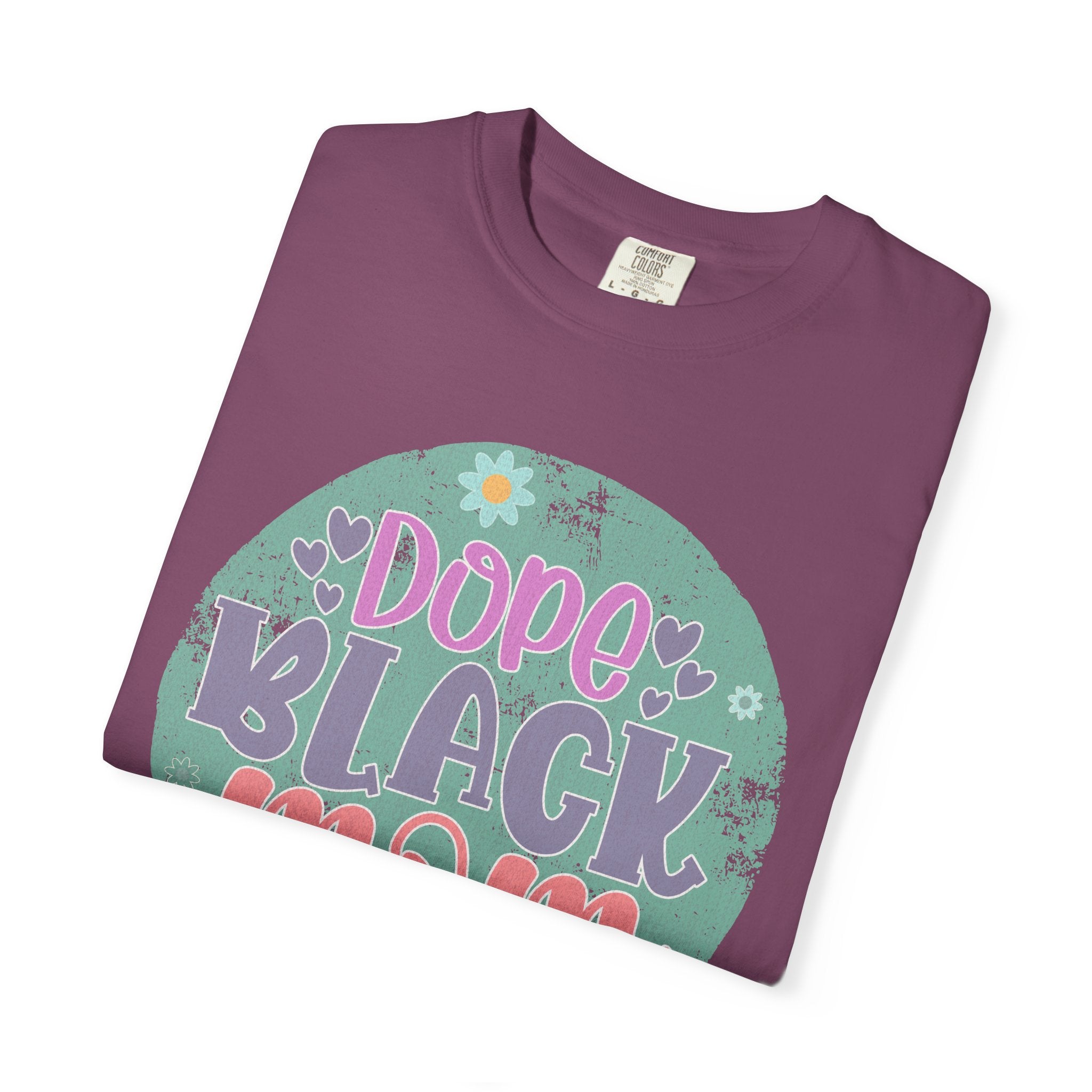 Textured T-Shirt — Dope Black Mom Floral Graphic Tee