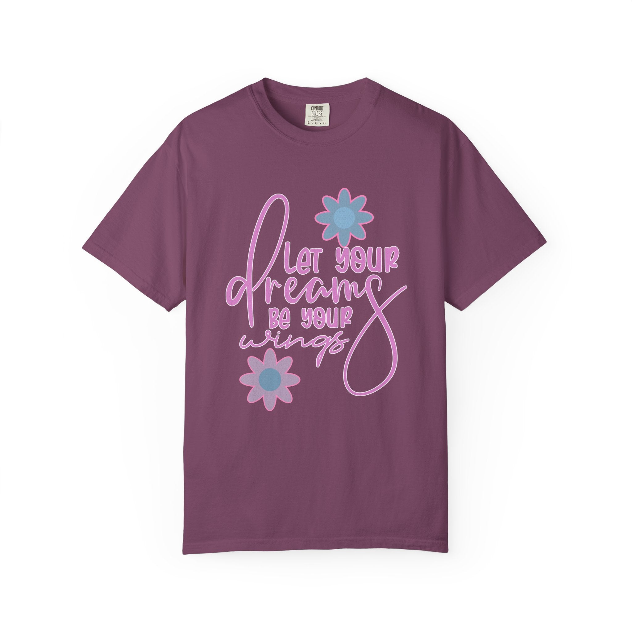 Textured Inspirational Floral Tee — "Let Your Dreams Be Your Wings"