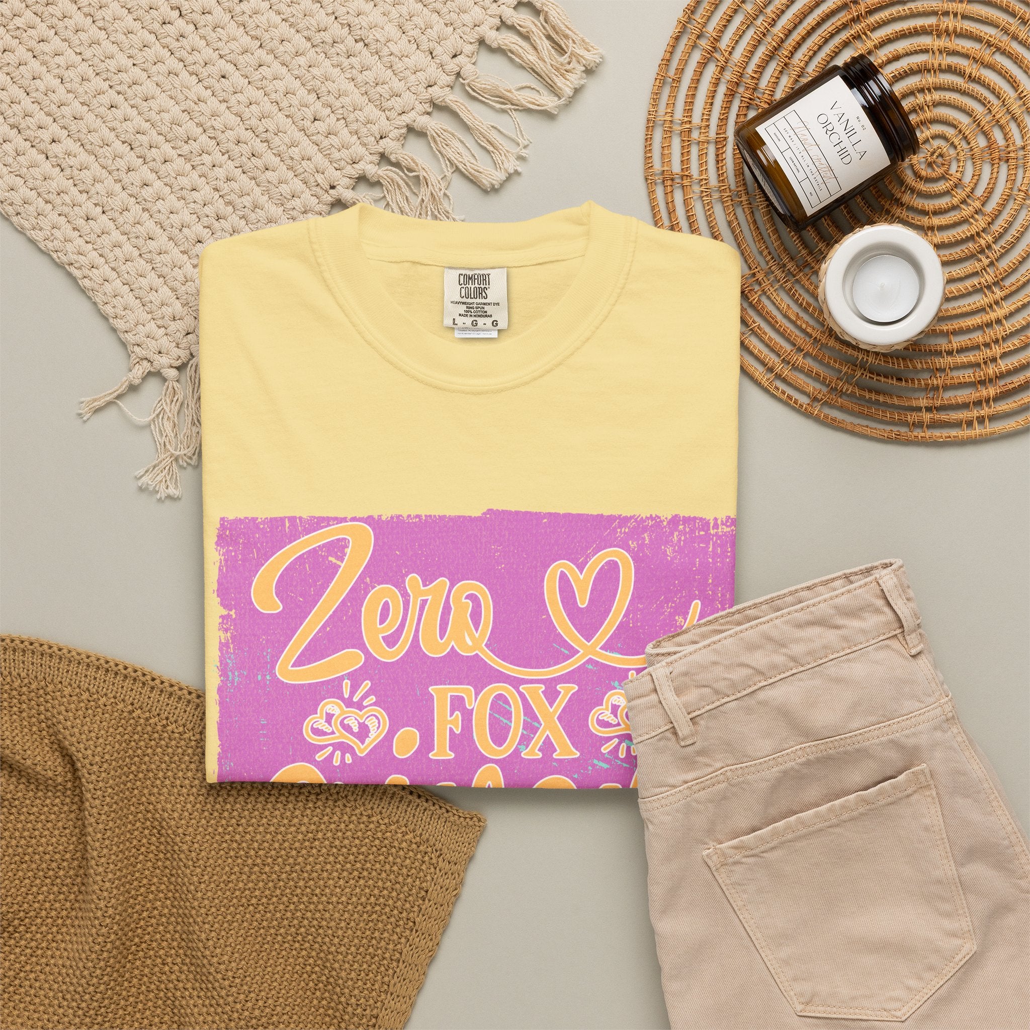 Textured T-Shirt — "Zero Fox Given" Retro Floral Graphic Tee