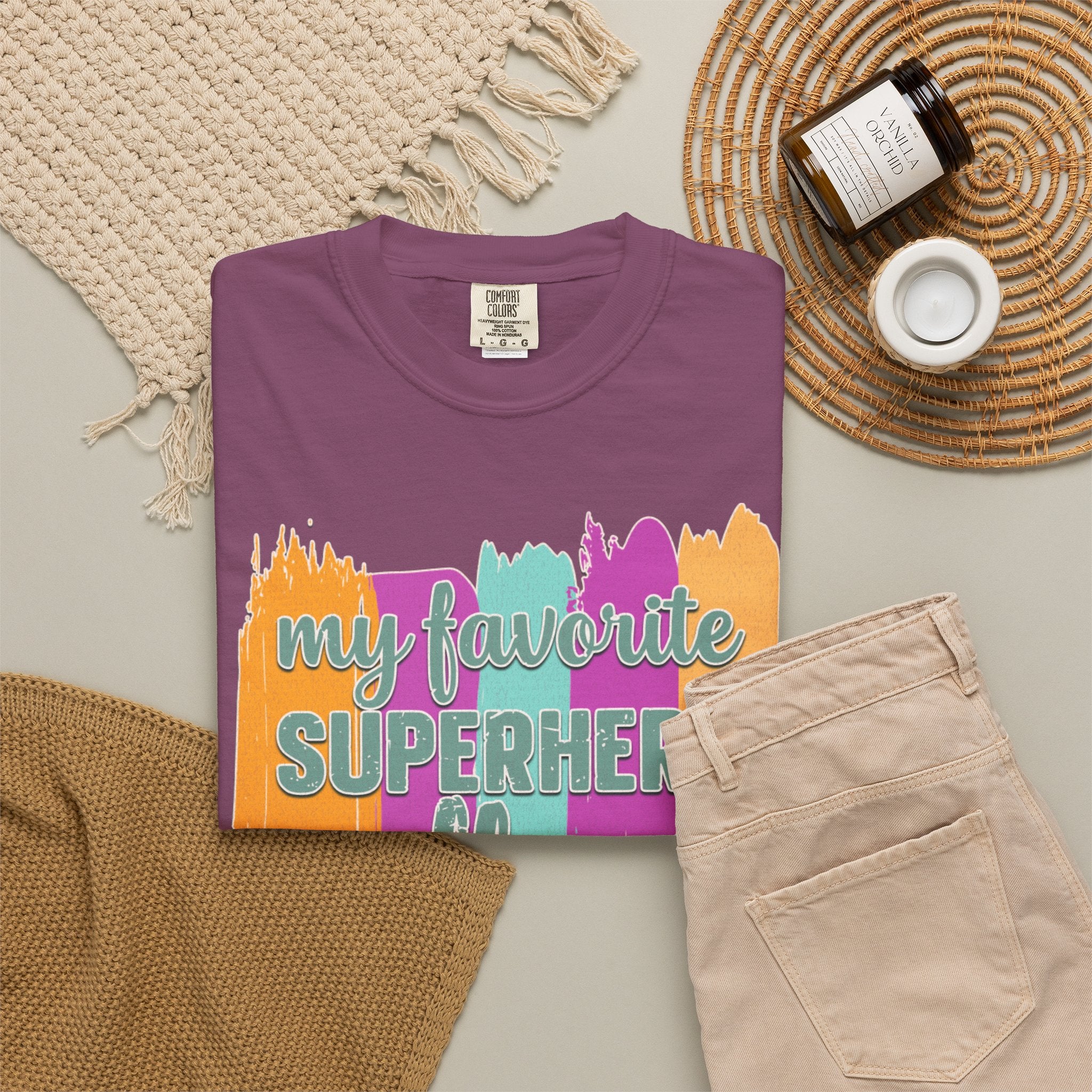 Dad Superhero Textured T-Shirt — "My Favorite Superhero Call Me Dad" Colorful Father's Day Tee