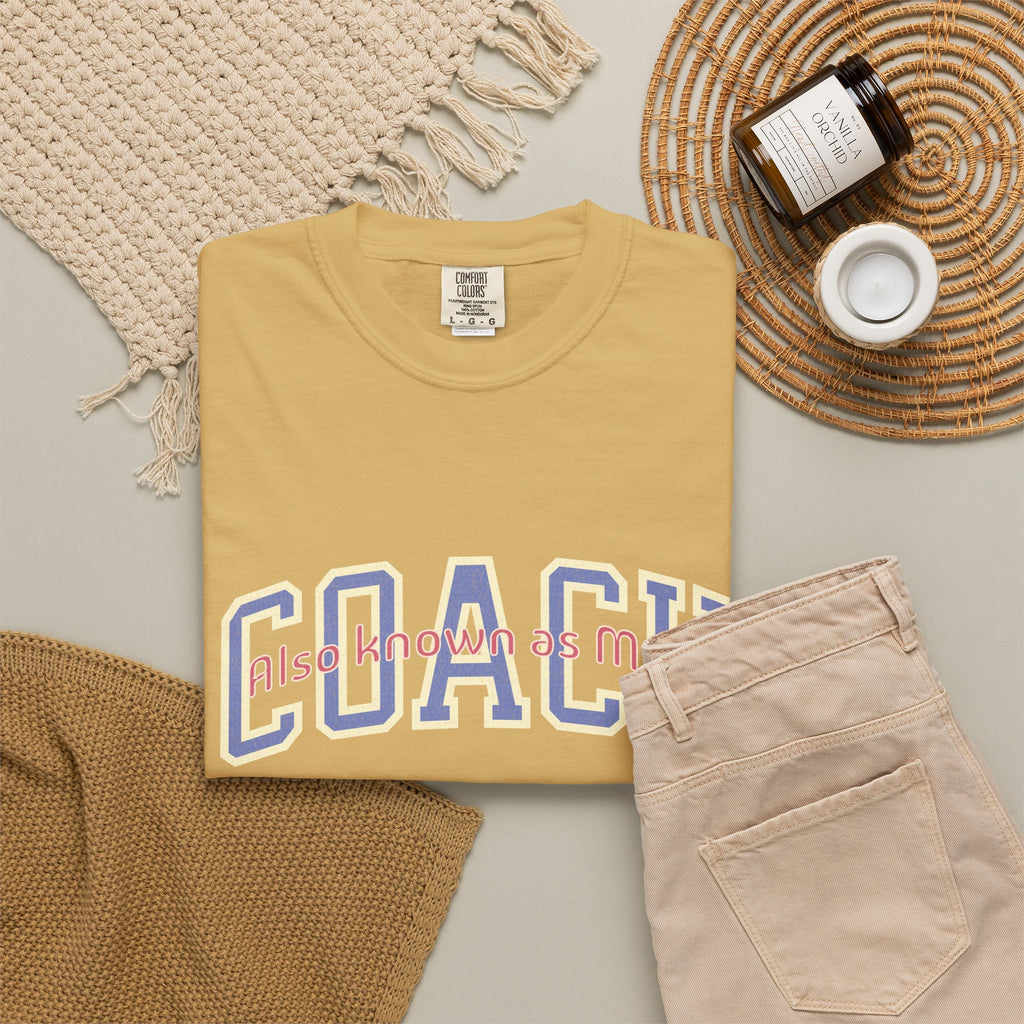 Coach Also Known As Mom — Textured Collegiate Style Tee