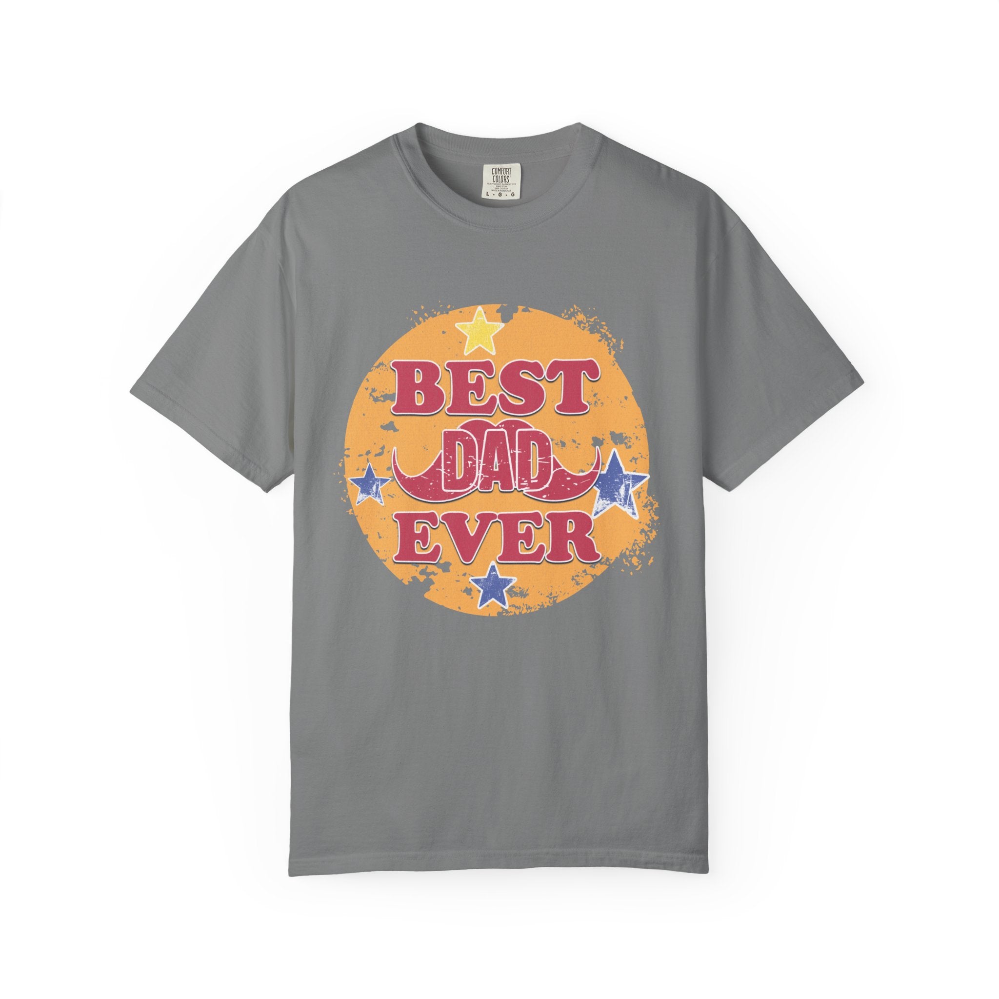 Textured Best Dad Ever T-Shirt — Retro Stars Father’s Day Tee