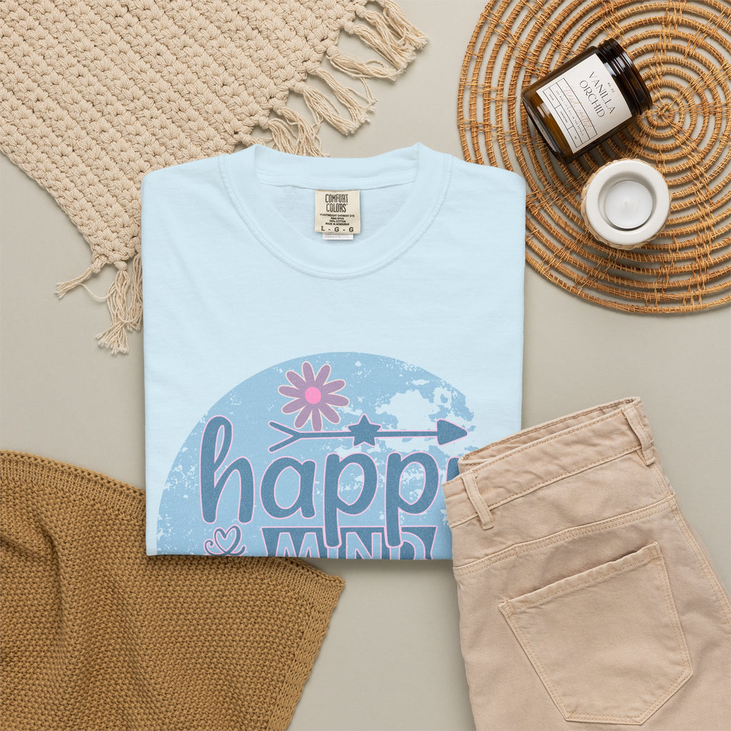 Happy Mind Happy Life Textured T-Shirt