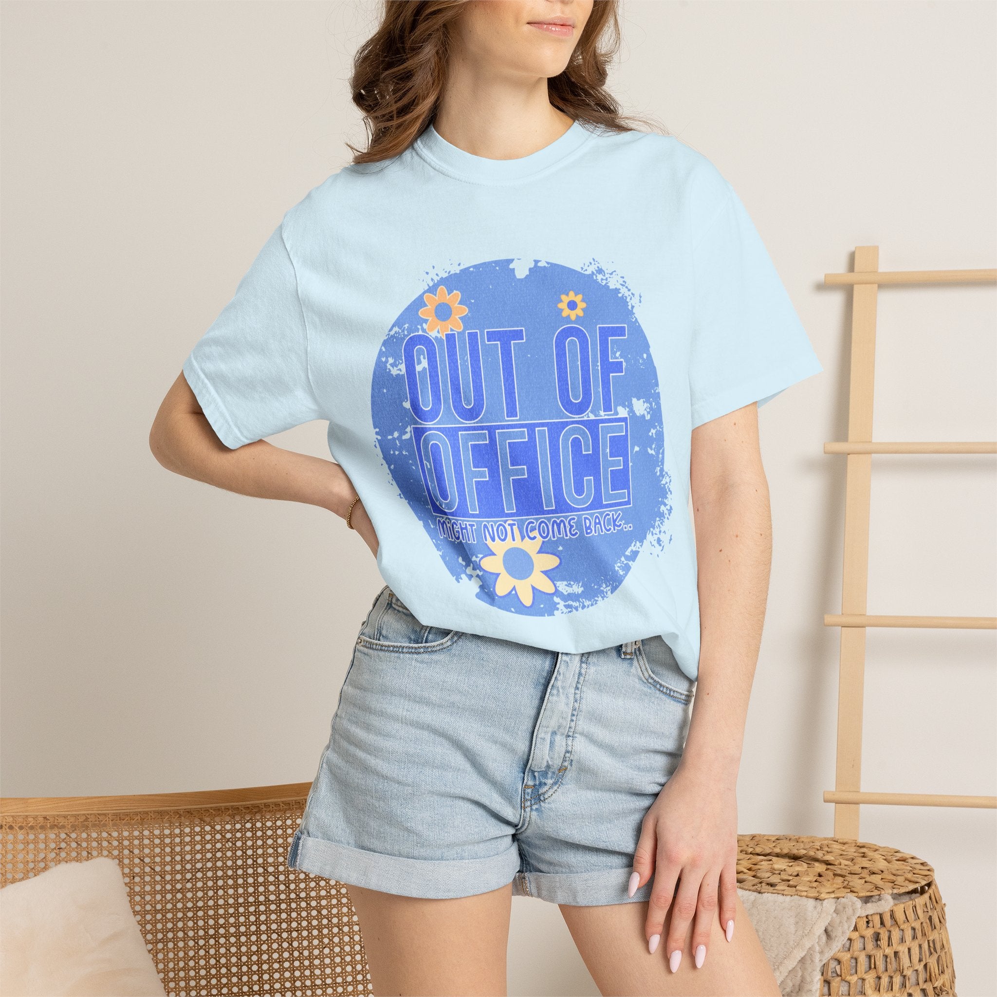 Out of Office Textured T-Shirt — Retro Floral Vacation Tee