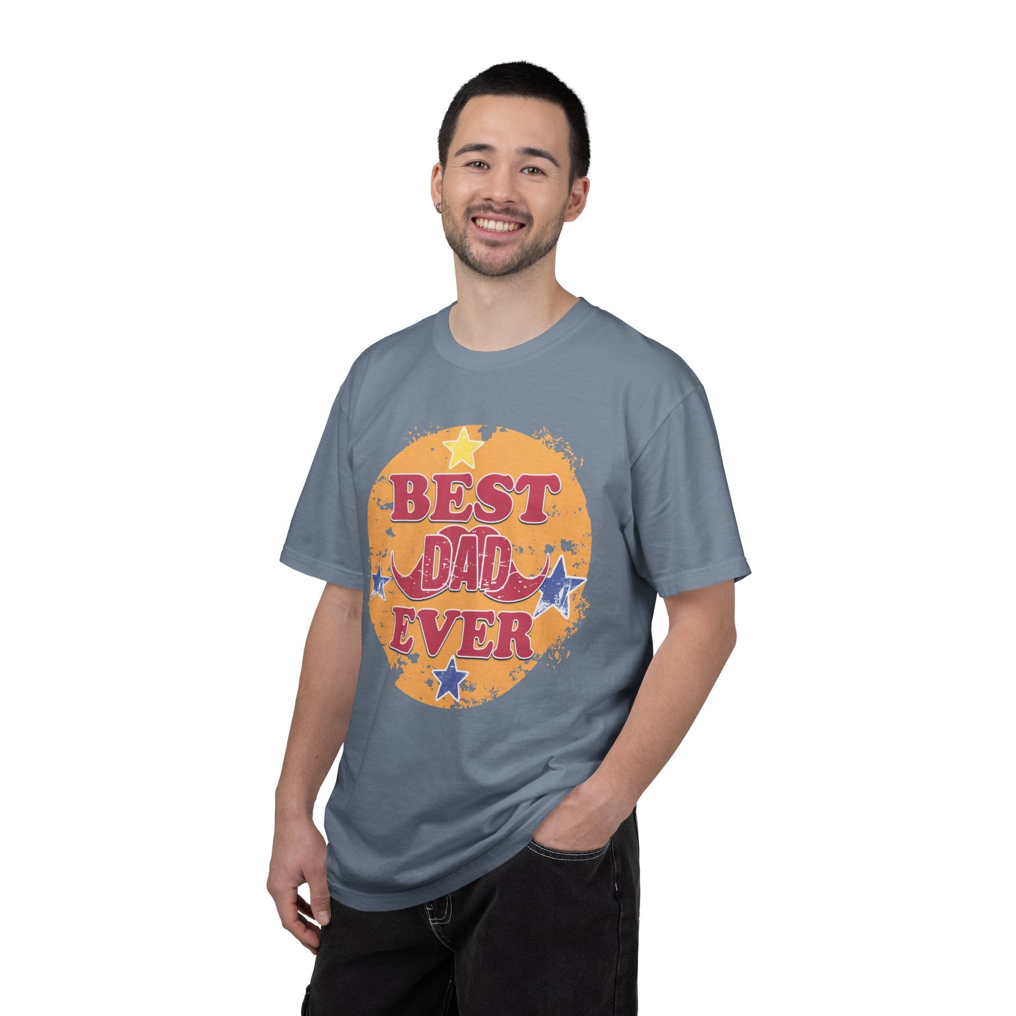 Best Dad Ever Textured T-Shirt — Retro Stars Father's Day Tee
