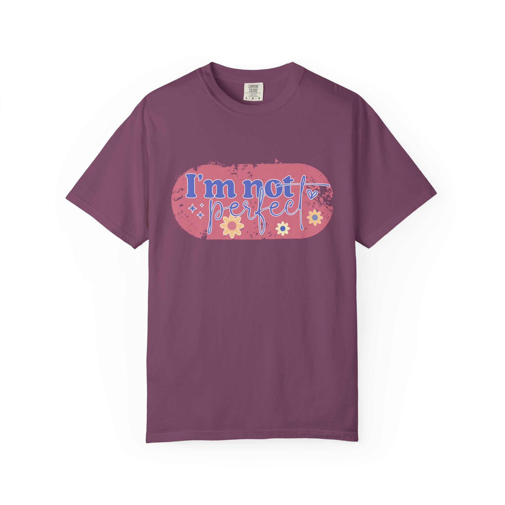 I'm Not Perfect Textured Floral T-Shirt — Retro Flower Graphic Tee