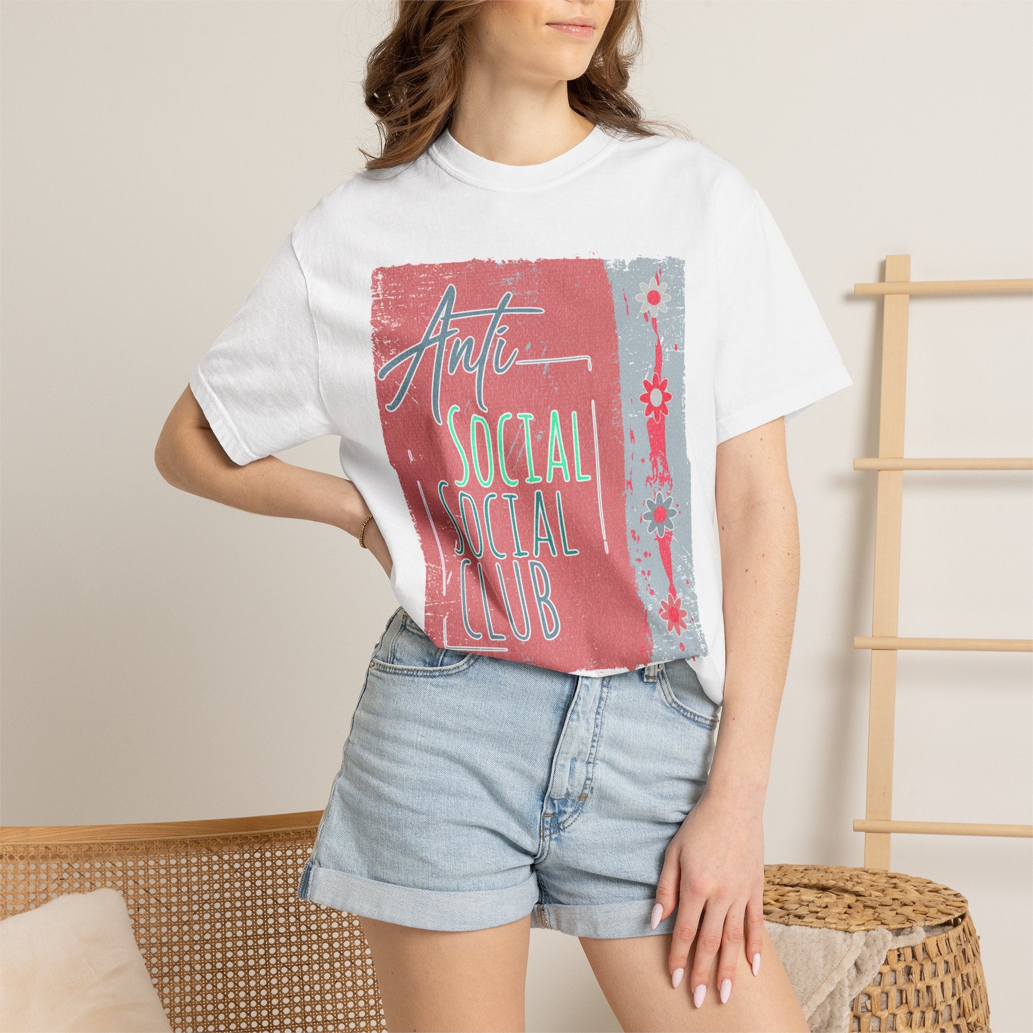 Textured Anti Social Social Club Graphic T-Shirt — Vintage Retro Block Print Tee