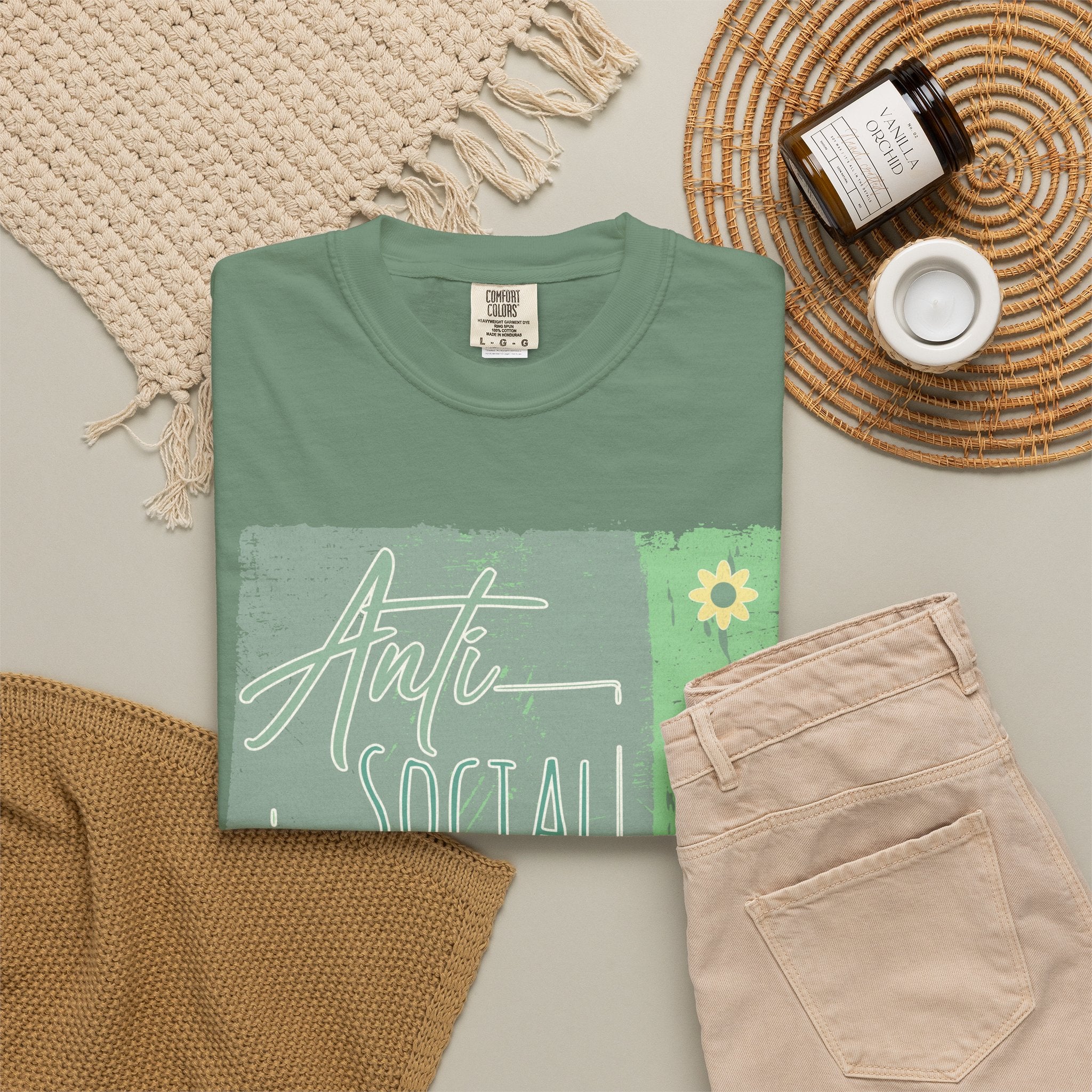 Textured Anti Social Social Club Floral Graphic T-Shirt