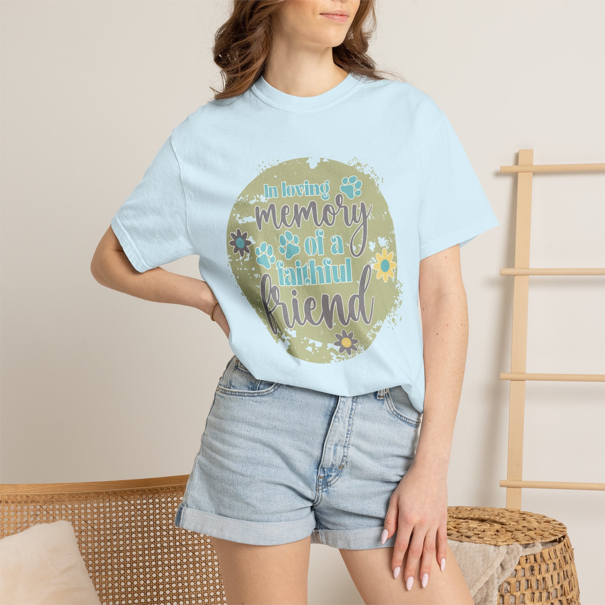 Textured Memorial Dog  Friend T-Shirt — "In Loving Memory of a Faithful Friend" Remembrance Tee