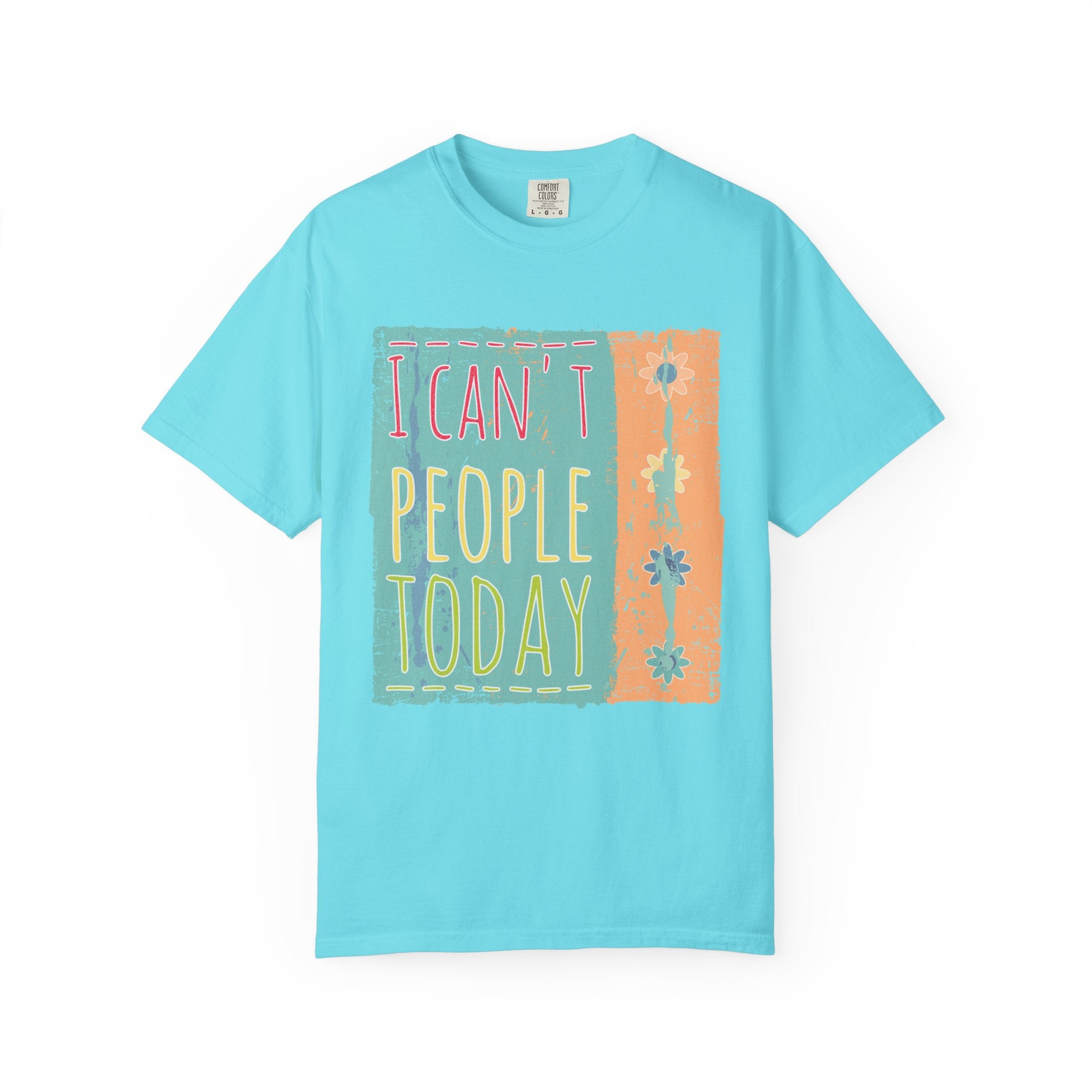 Textured I Can't People Today T-Shirt — Funny Introvert Graphic Tee