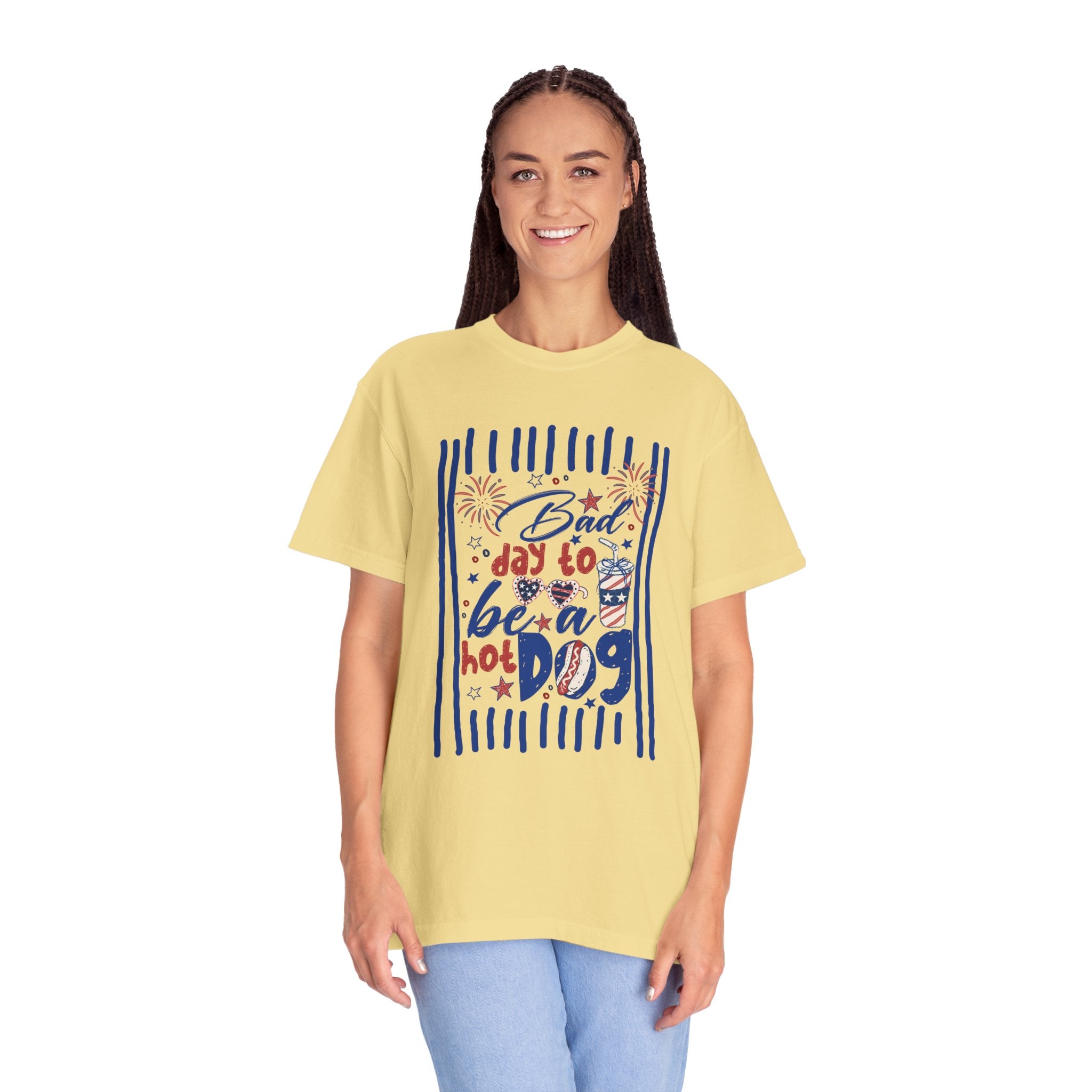 Hot Dog Patriotic Graphic T-Shirt — "Bad Day to Be a Hot Dog" 4th of July Tee
