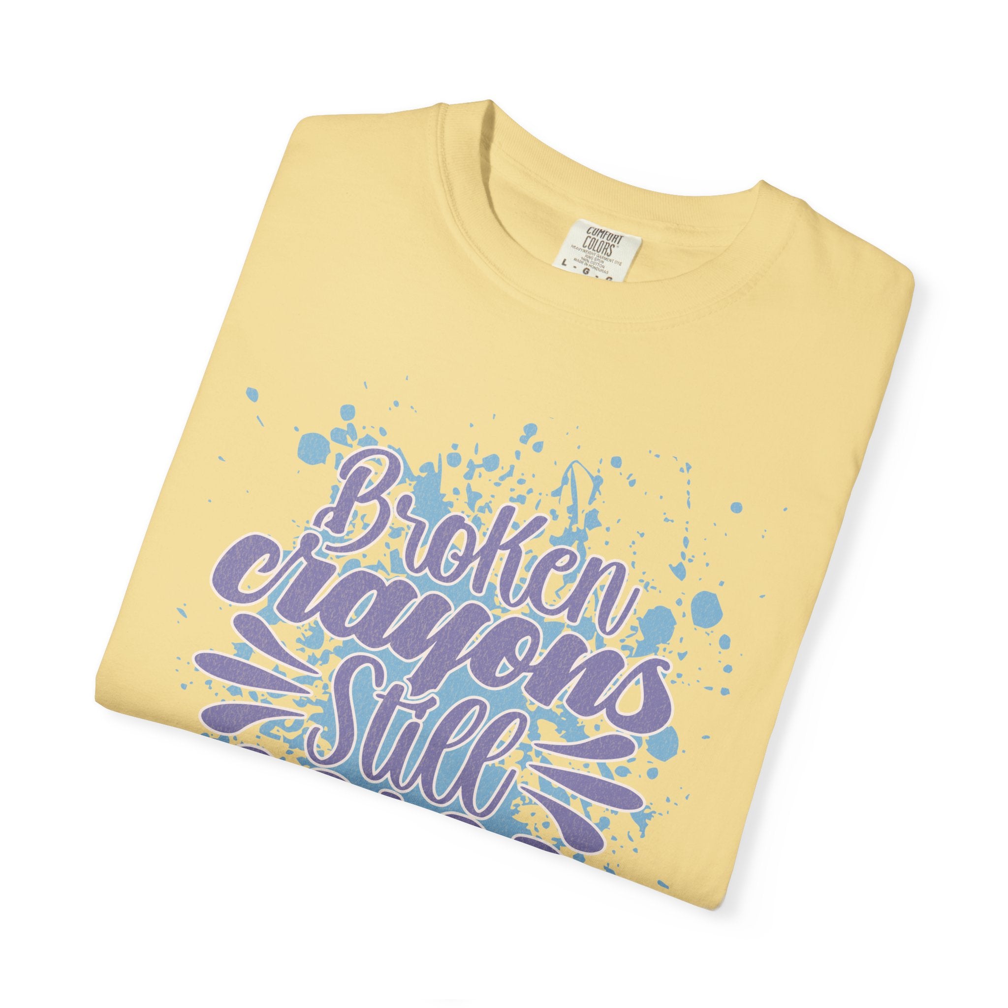 Broken Crayons Still Color  Textured T-Shirt — Inspirational Art Quote Tee