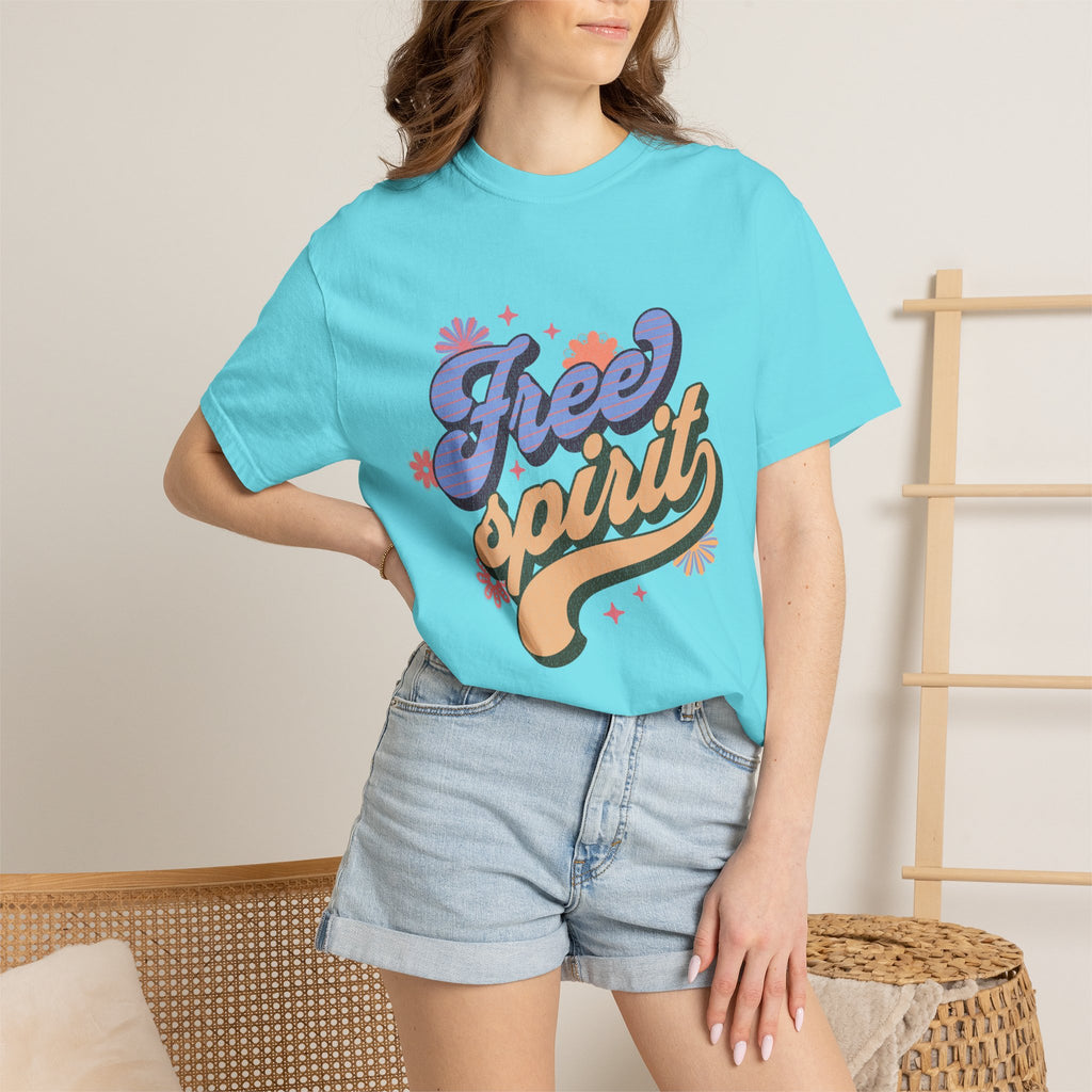 Textured Free Spirit T-Shirt — Retro Hand-Lettered Graphic Tee