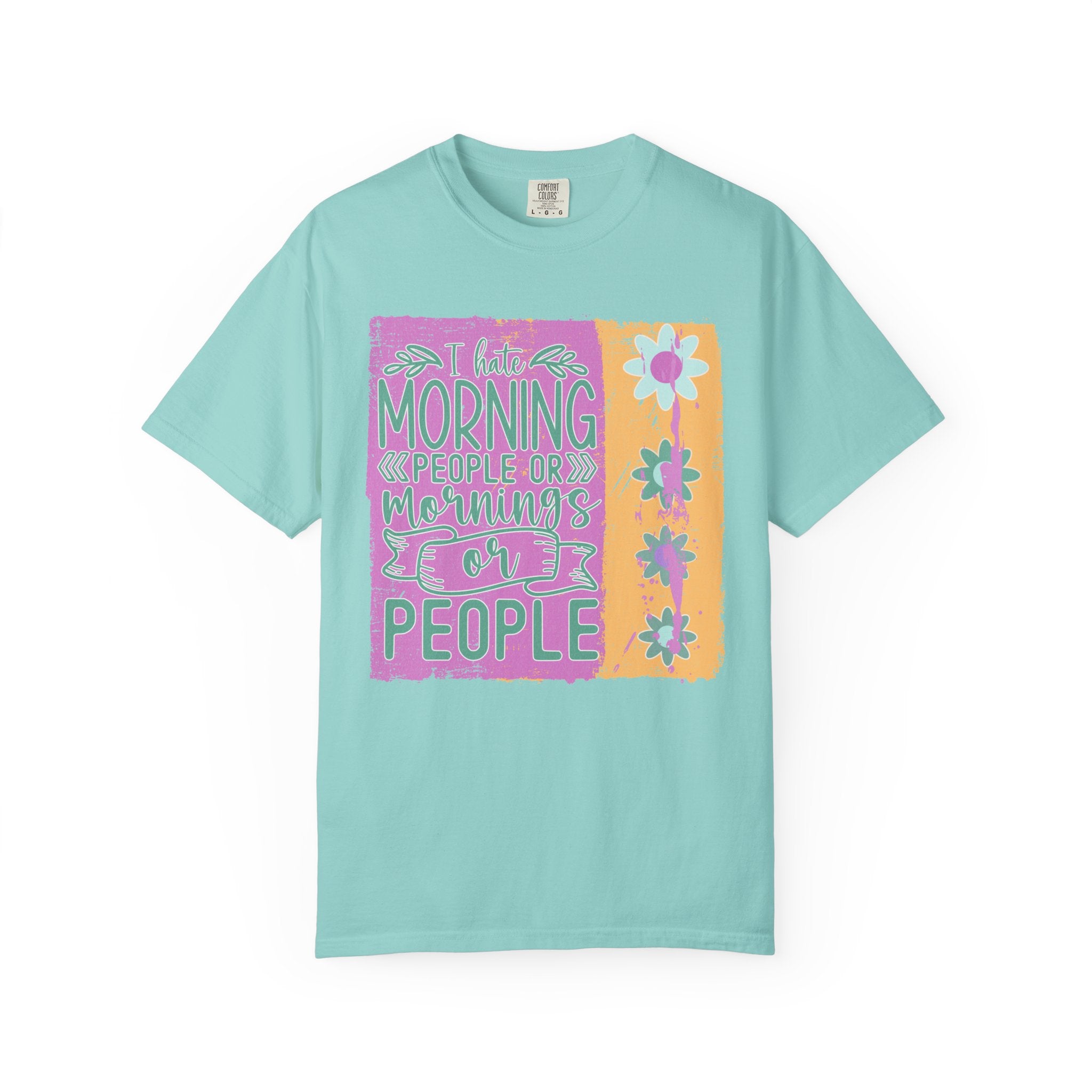 I Hate Morning People Textured  Shirt — Retro Flower Graphic Tee