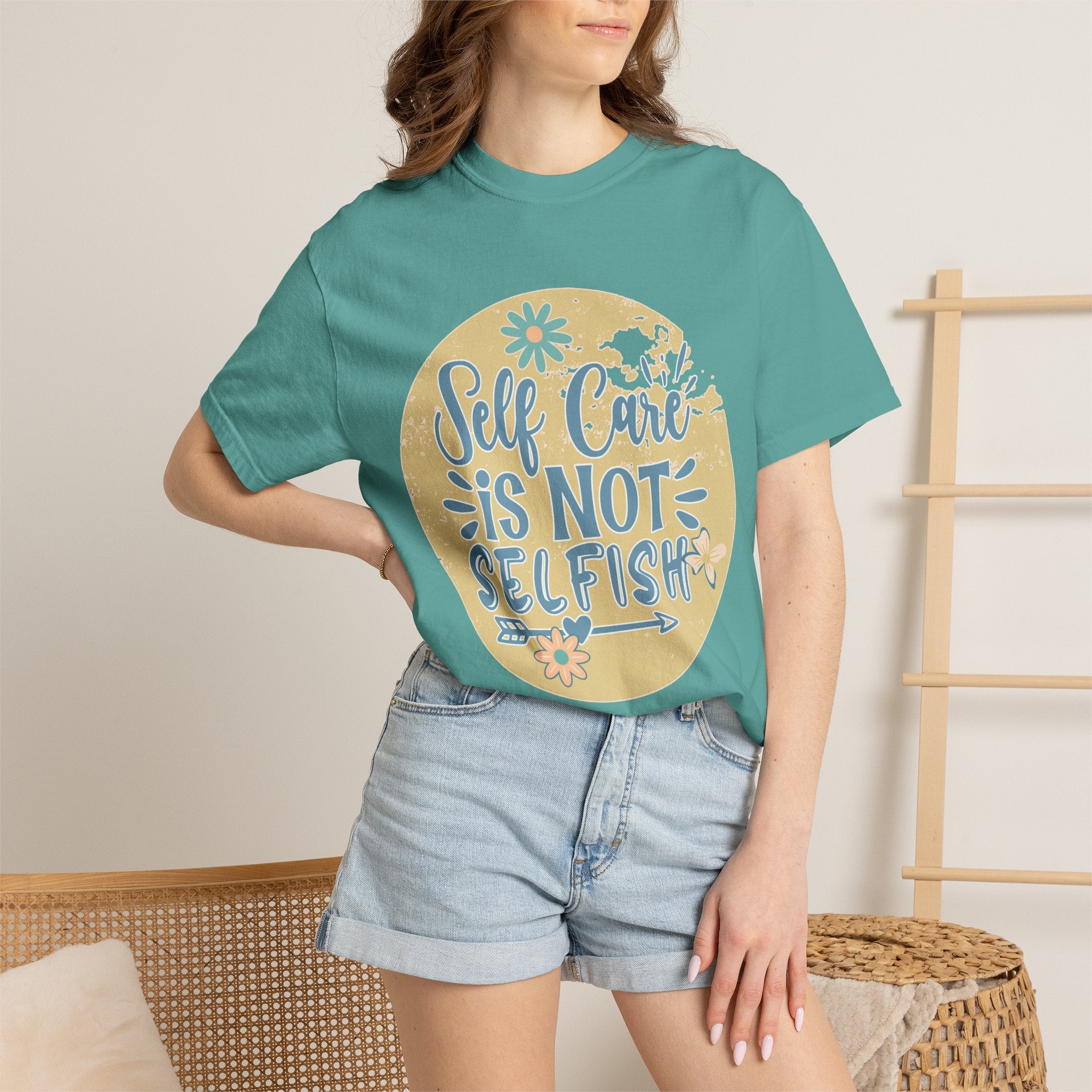 Self Care Is Not Selfish T-Shirt — Textured Positive Mental Health Tee