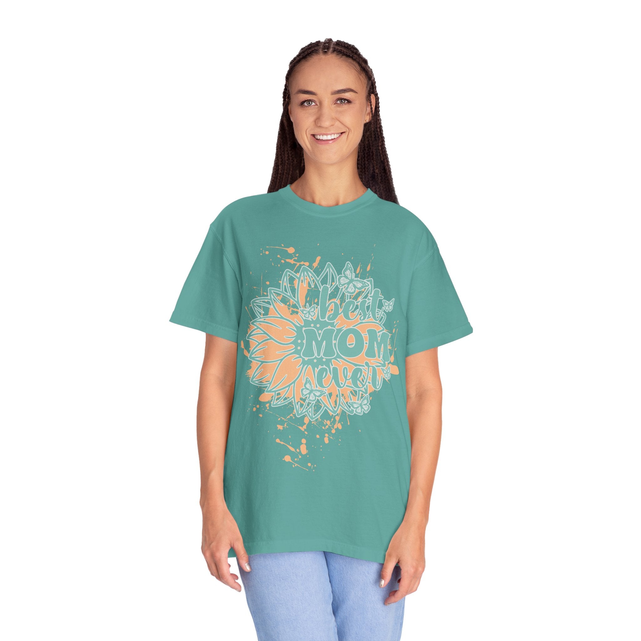 Best Mom Ever T-Shirt —Textured  Floral Sunflower Mother's Day Tee