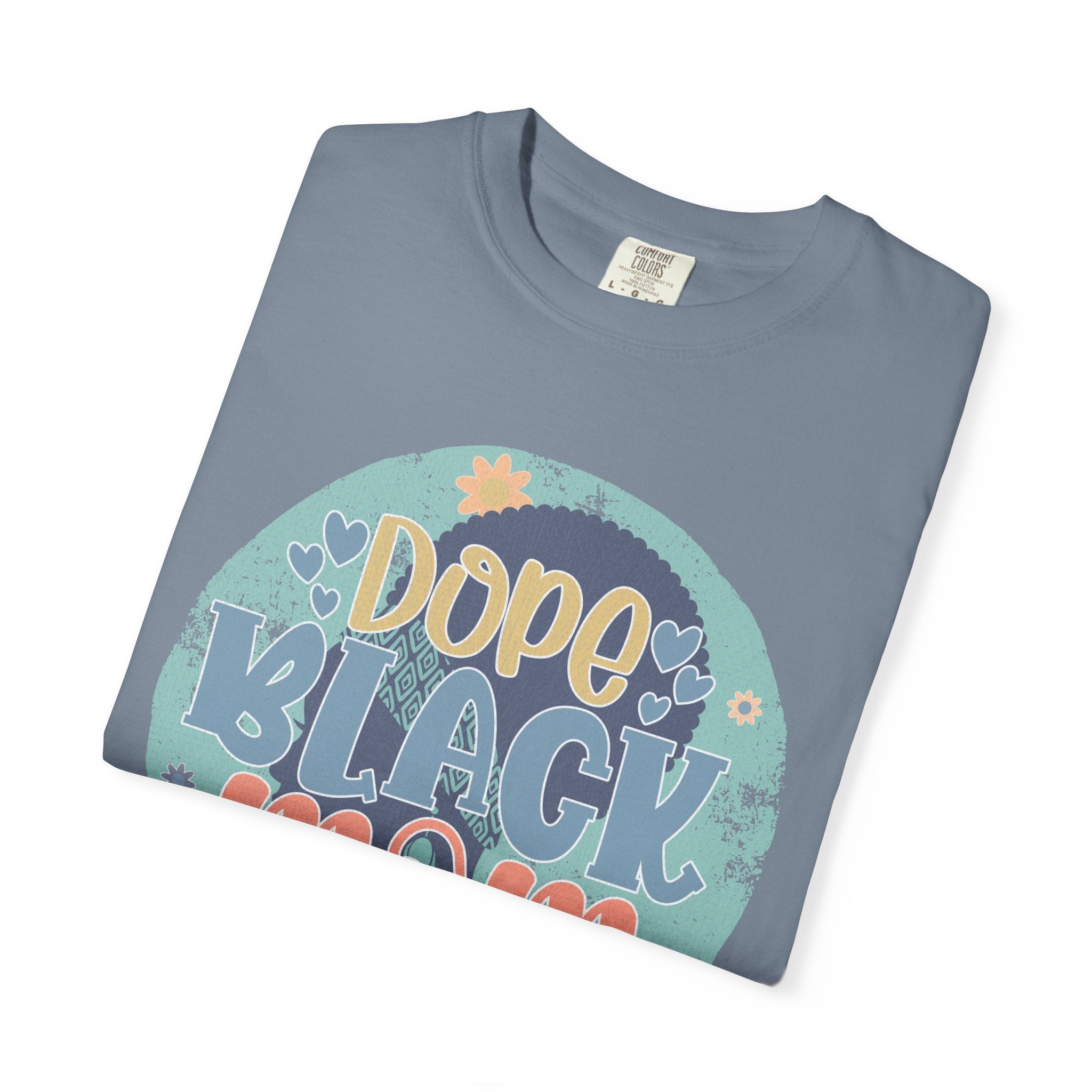 Dope Black Mom Textured T-Shirt — Retro Floral Graphic Tee for Proud Moms