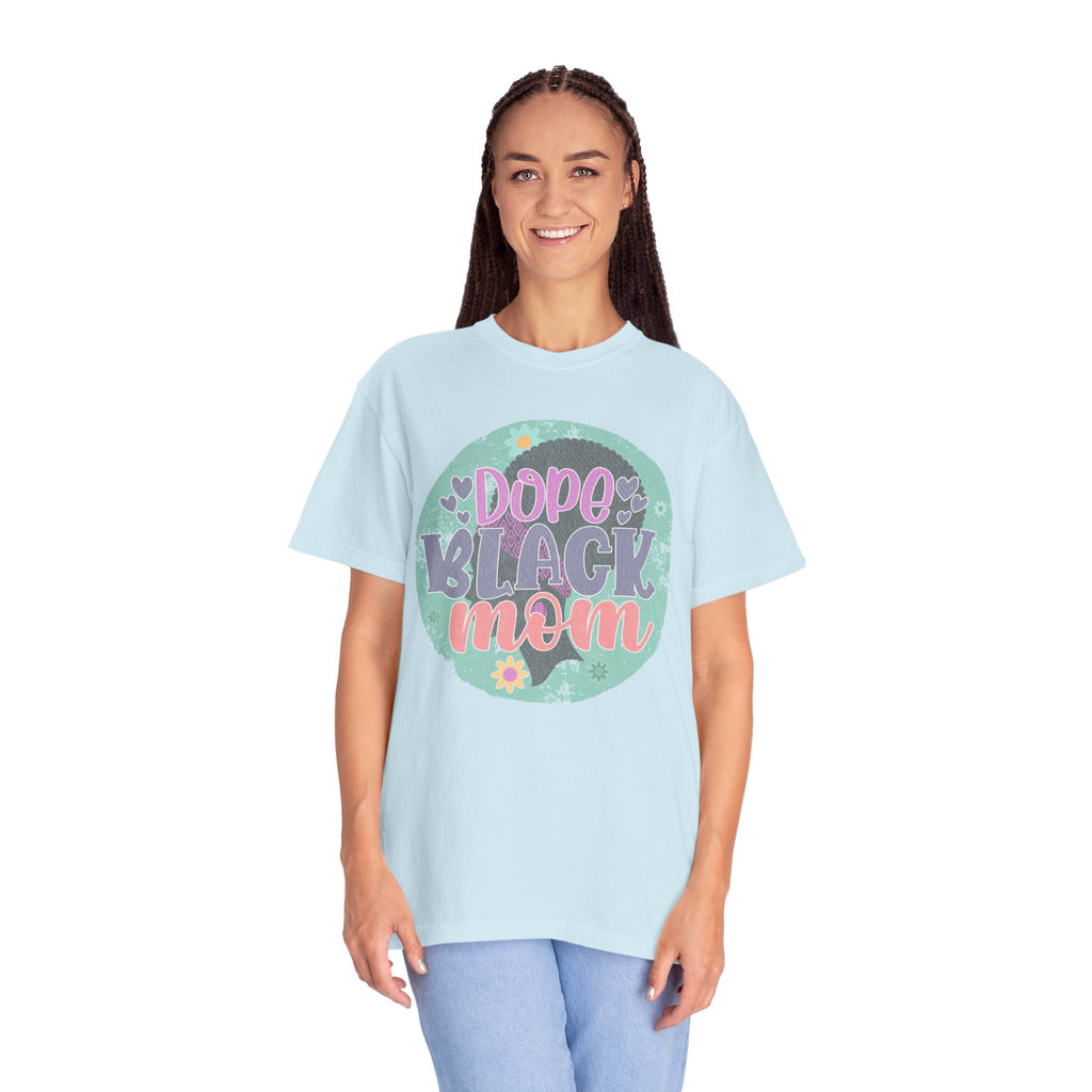 Dope Black Mom Textured T-Shirt — Retro Floral Pride Tee for Black Mothers