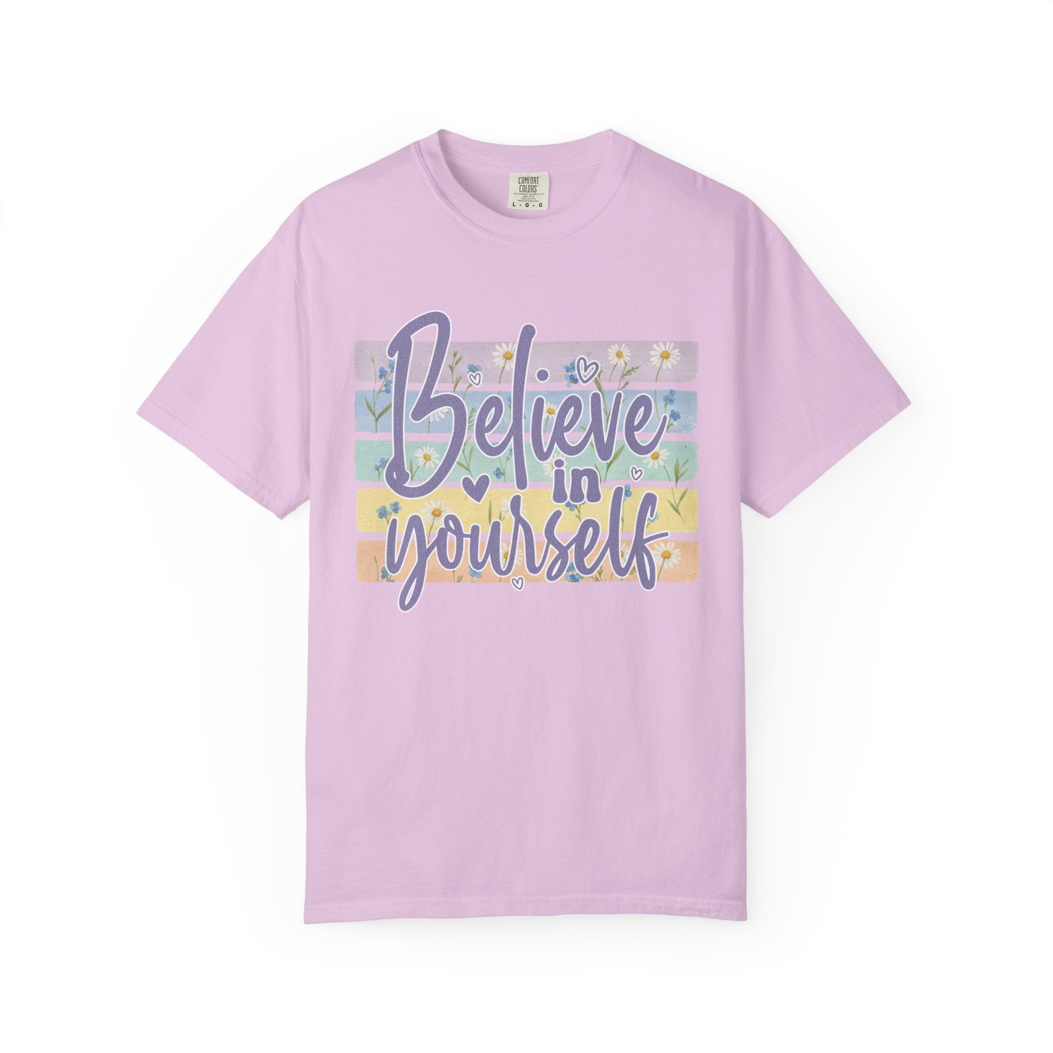 Textured Believe In Yourself T-Shirt — Inspirational Pastel Graphic Tee