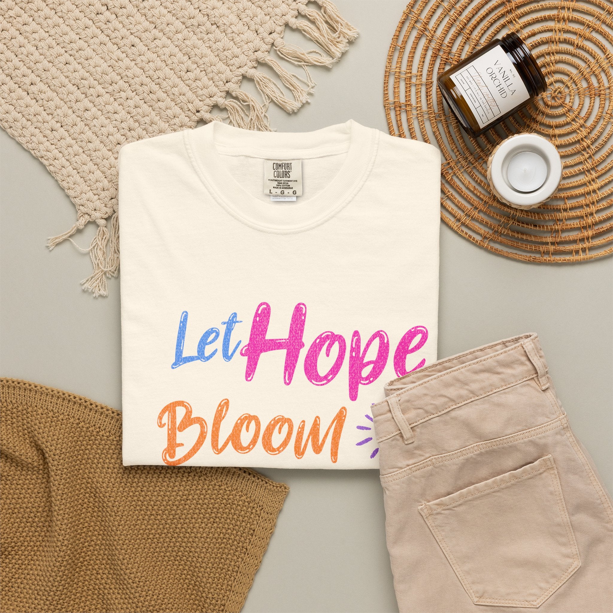 Textured Let Hope Bloom Like Wild Flowers T-Shirt